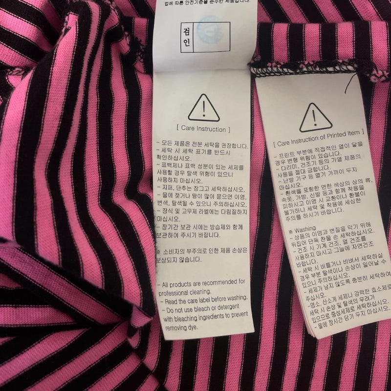 WE11DONE/LS T-Shirt/M/Cotton/PNK/High Neck/Stripe/QUARTER ZIP / BACK LOGO