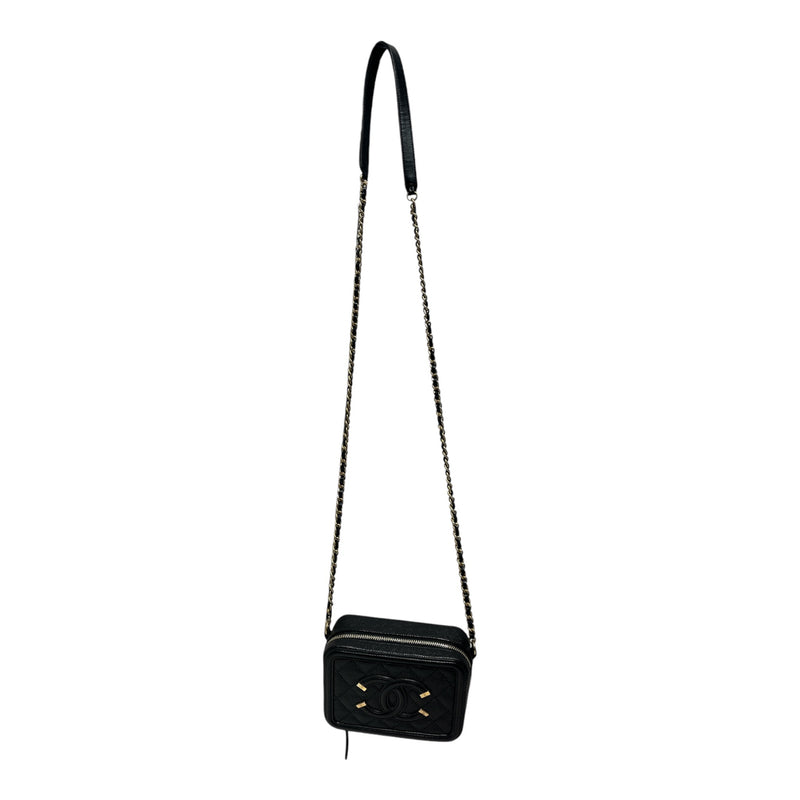 CHANEL/Cross Body Bag/Leather/BLK/Caviar Vanity Filigree