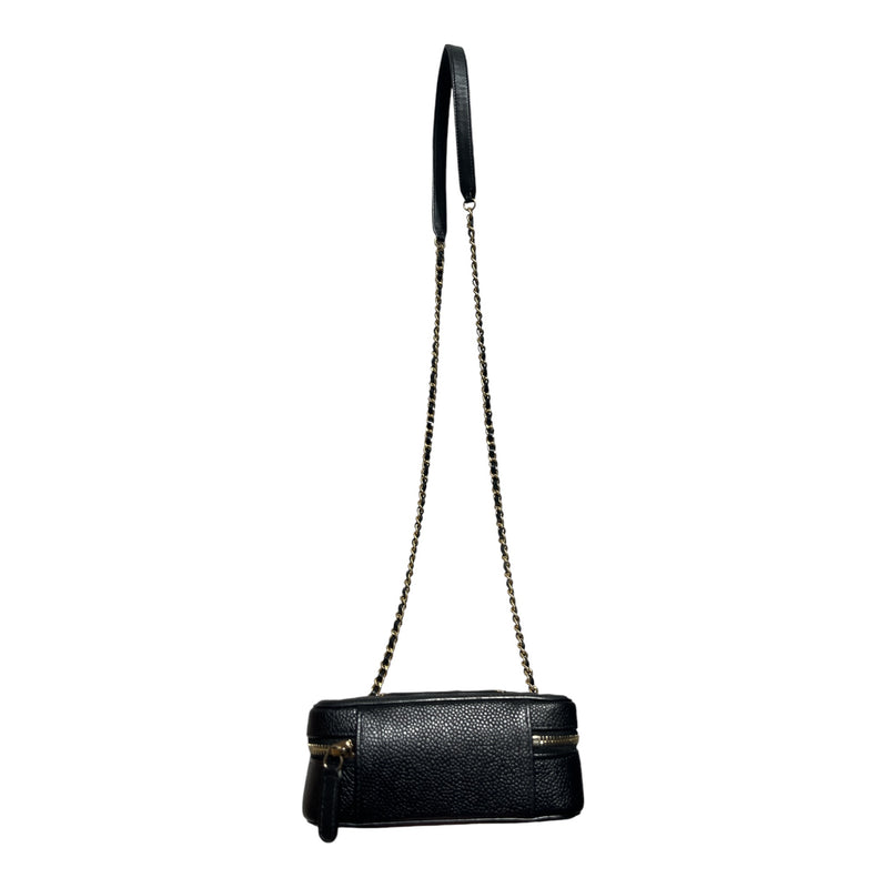 CHANEL/Cross Body Bag/Leather/BLK/Caviar Vanity Filigree