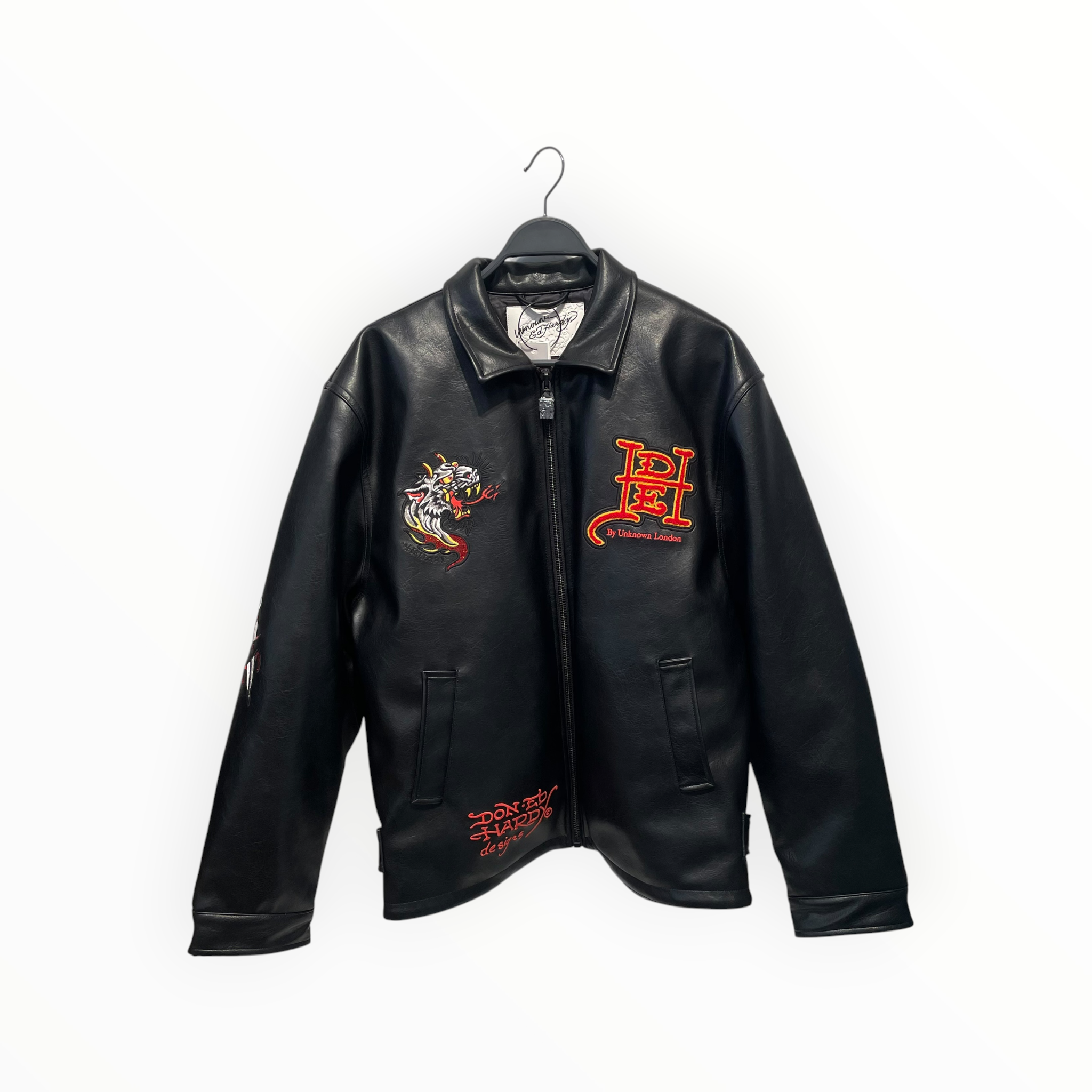 UNKNOWN LONDON/Fleece Jkt/L/Leather/BLK/Ed Hardy Collab view 1