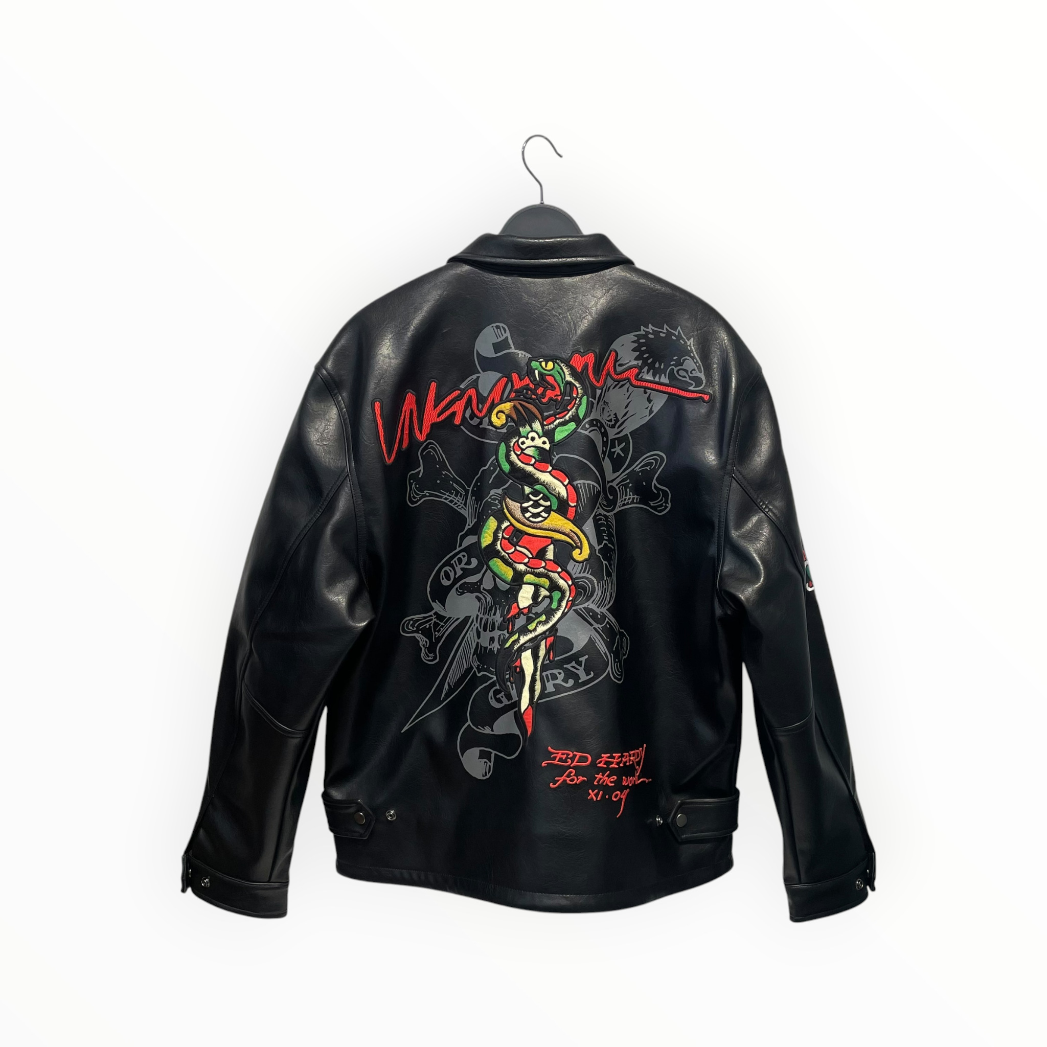 UNKNOWN LONDON/Fleece Jkt/L/Leather/BLK/Ed Hardy Collab view 2