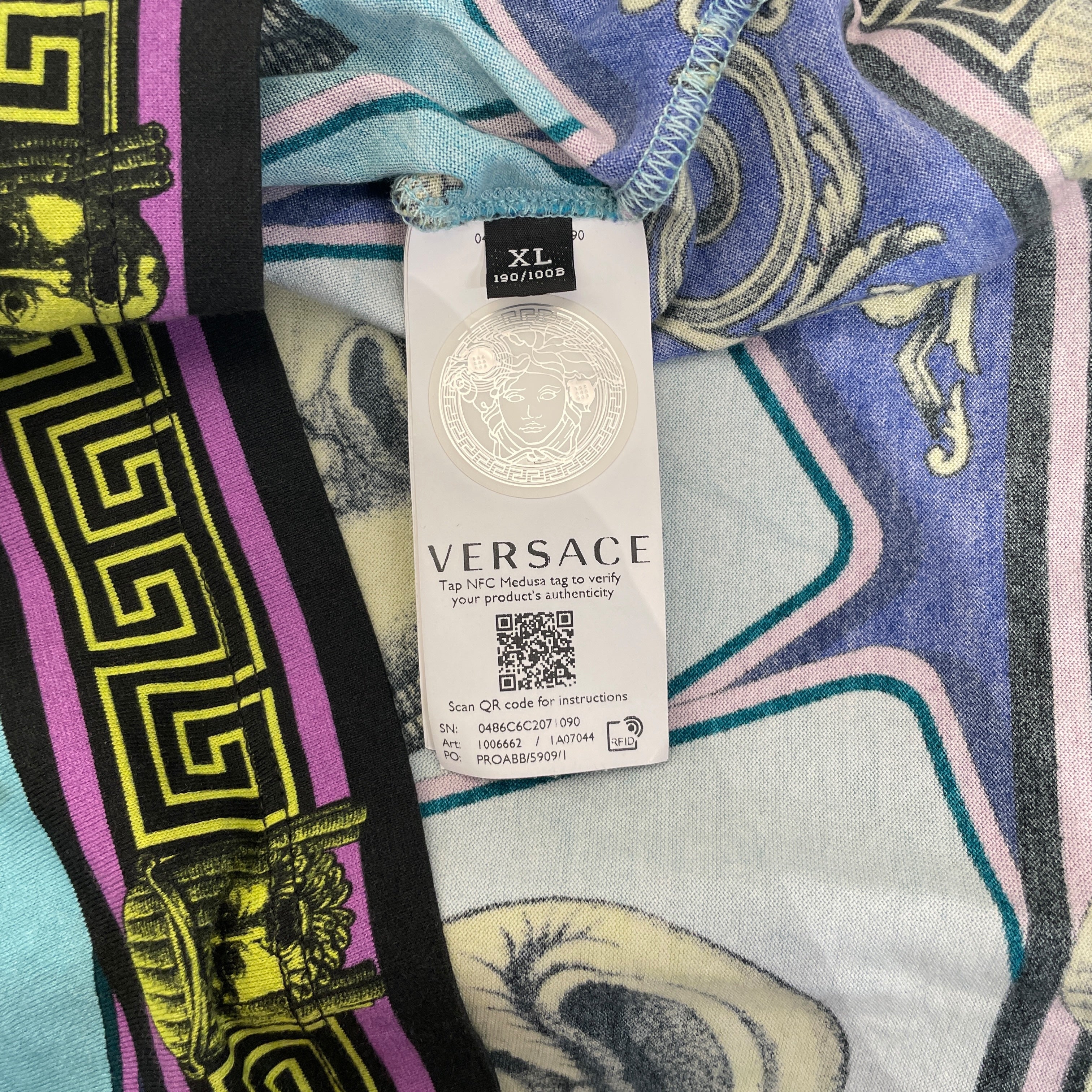 VERSACE/T-Shirt/XL/Cotton/BLU/All Over Print/ view 3