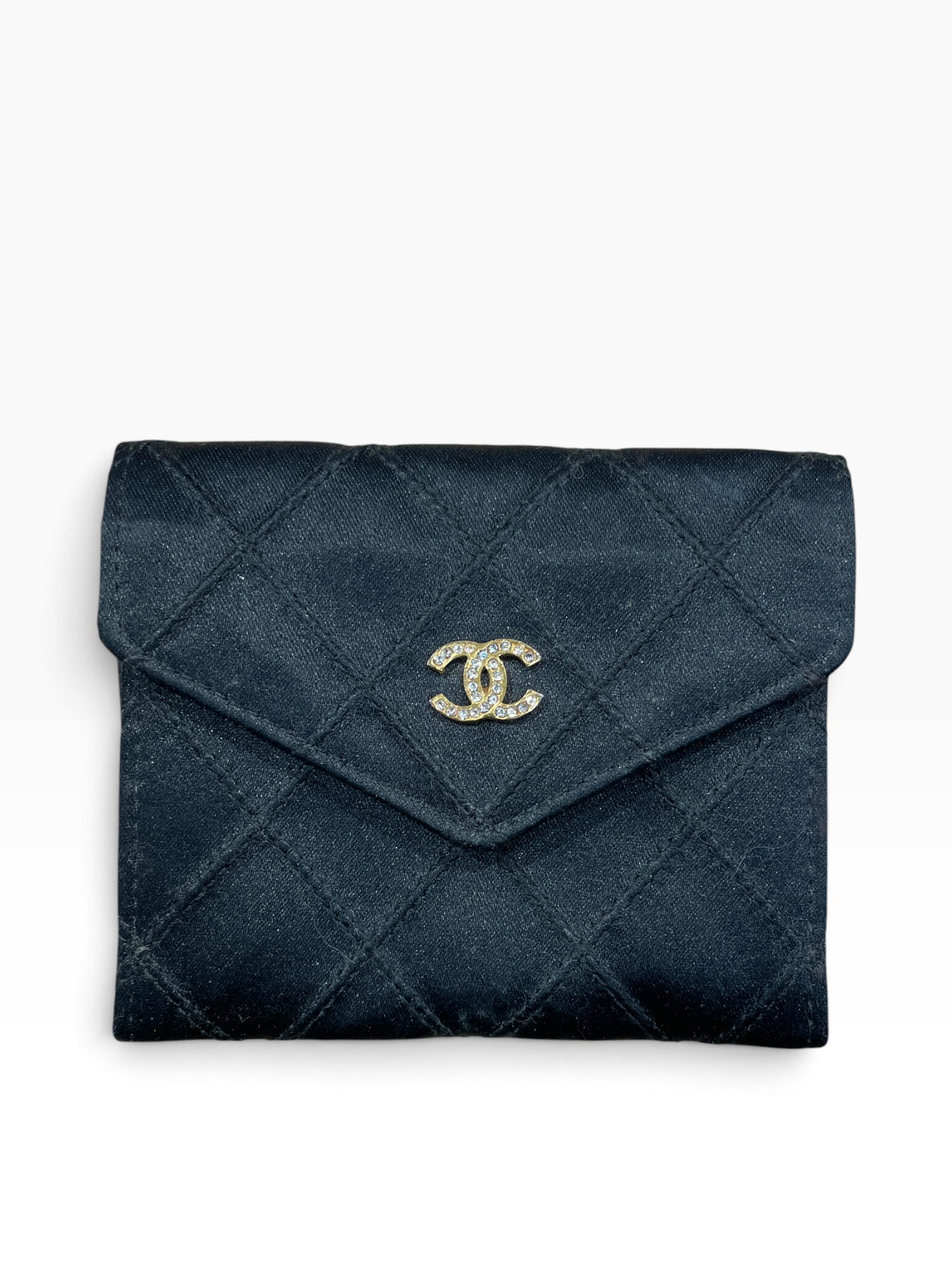 CHANEL/Coin Wallet/Silk/BLK/L's/Diamond Stitch Mini Satin Gold view 1