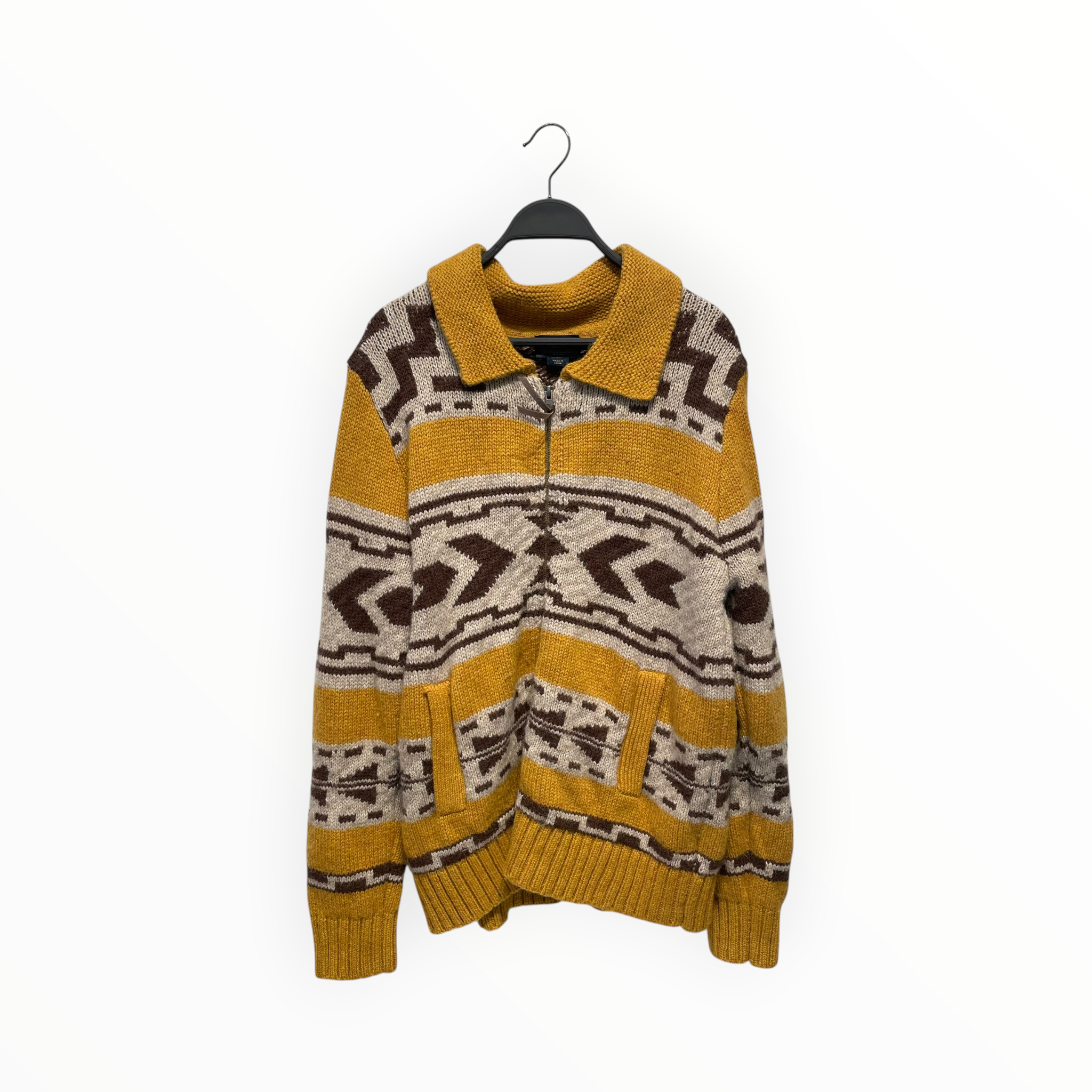 PENDLETON/Sweater/L/All Over Print/Wool/YEL/BROWN KNIT MOTIF view 1