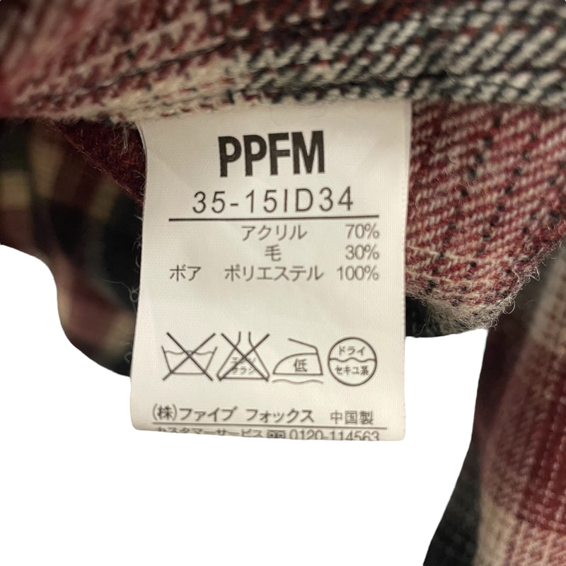 PPFM/Flannel Shirt/M/Wool/RED/Plaid/FAUX FUR LINED COLLAR