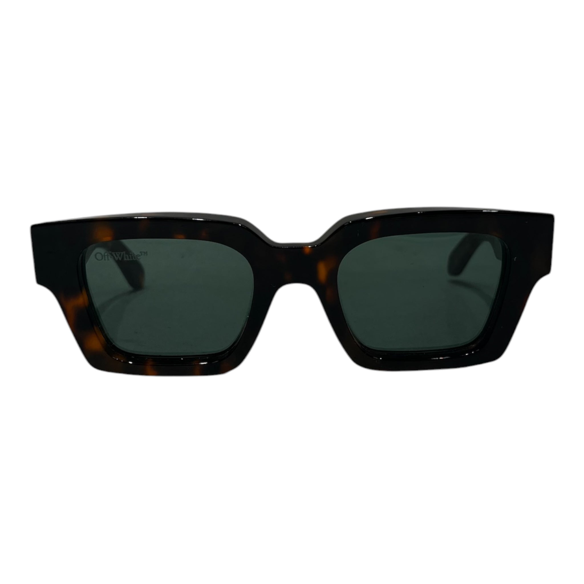 OFF-WHITE/Sunglasses/All Over Print/Tortoiseshell Pattern/BRW/VIRGIL SQUARE / GREEN LENS view 1