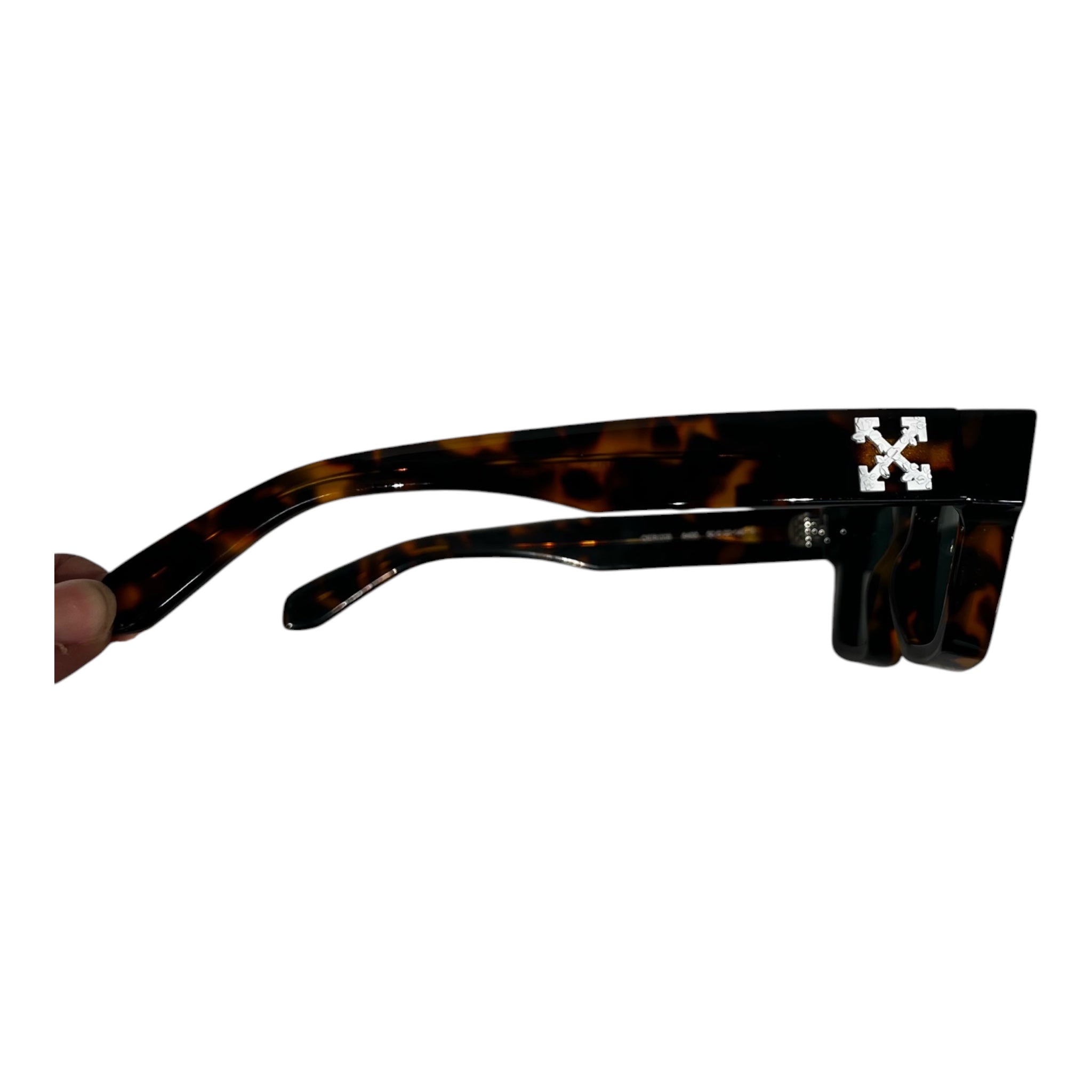 OFF-WHITE/Sunglasses/All Over Print/Tortoiseshell Pattern/BRW/VIRGIL SQUARE / GREEN LENS view 3