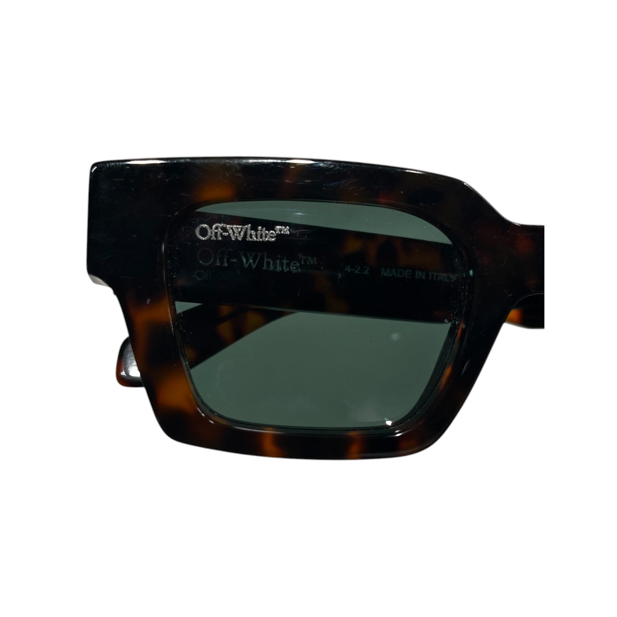 OFF-WHITE/Sunglasses/All Over Print/Tortoiseshell Pattern/BRW/VIRGIL SQUARE / GREEN LENS view 4