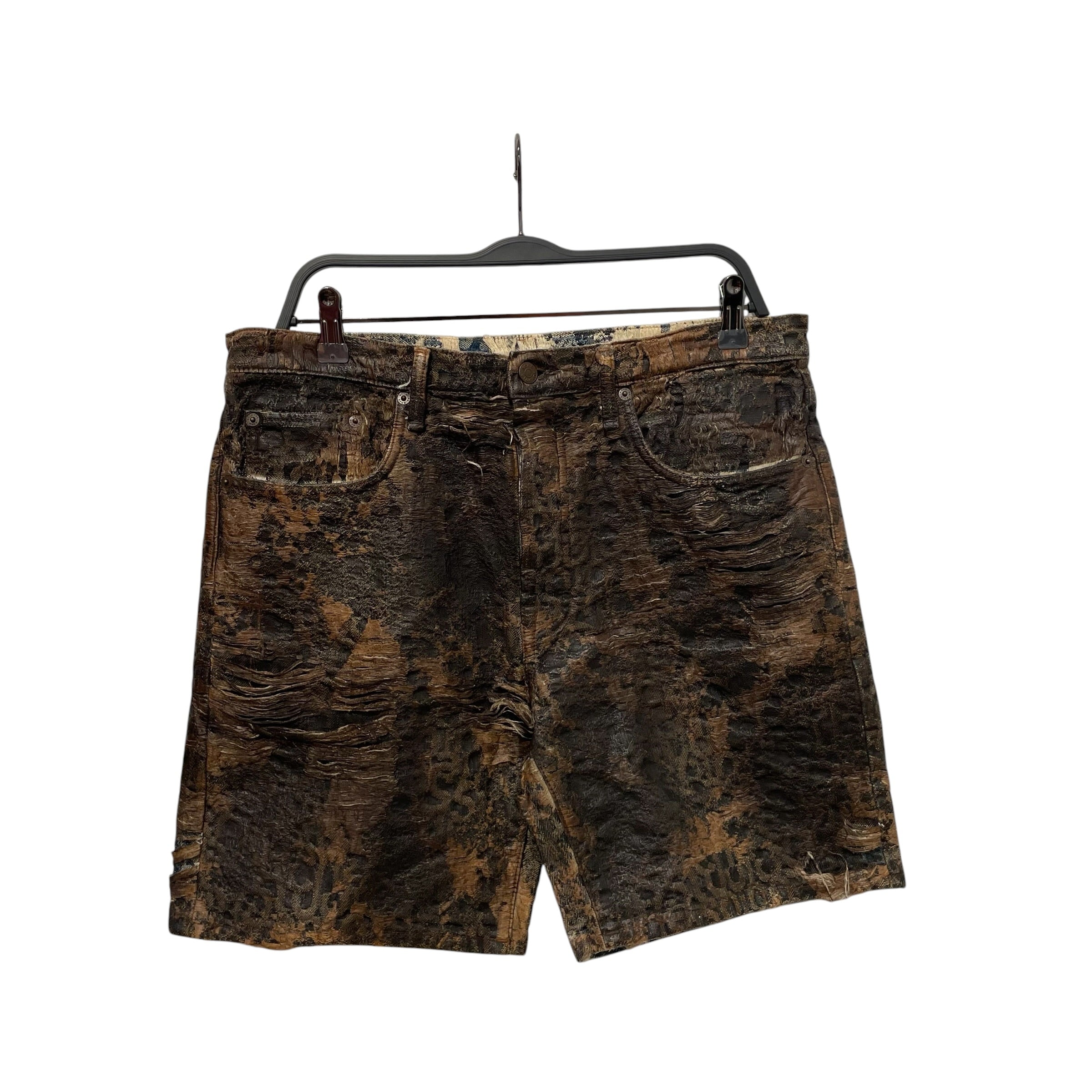 Acne Studios/Shorts/48/Leather/BRW/ripped brown leather/denim int view 1