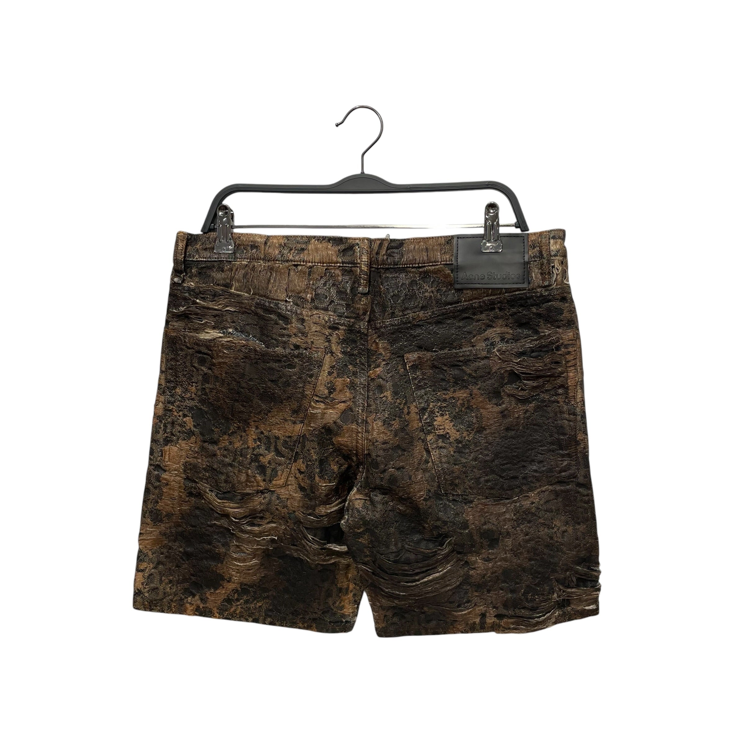 Acne Studios/Shorts/48/Leather/BRW/ripped brown leather/denim int view 2