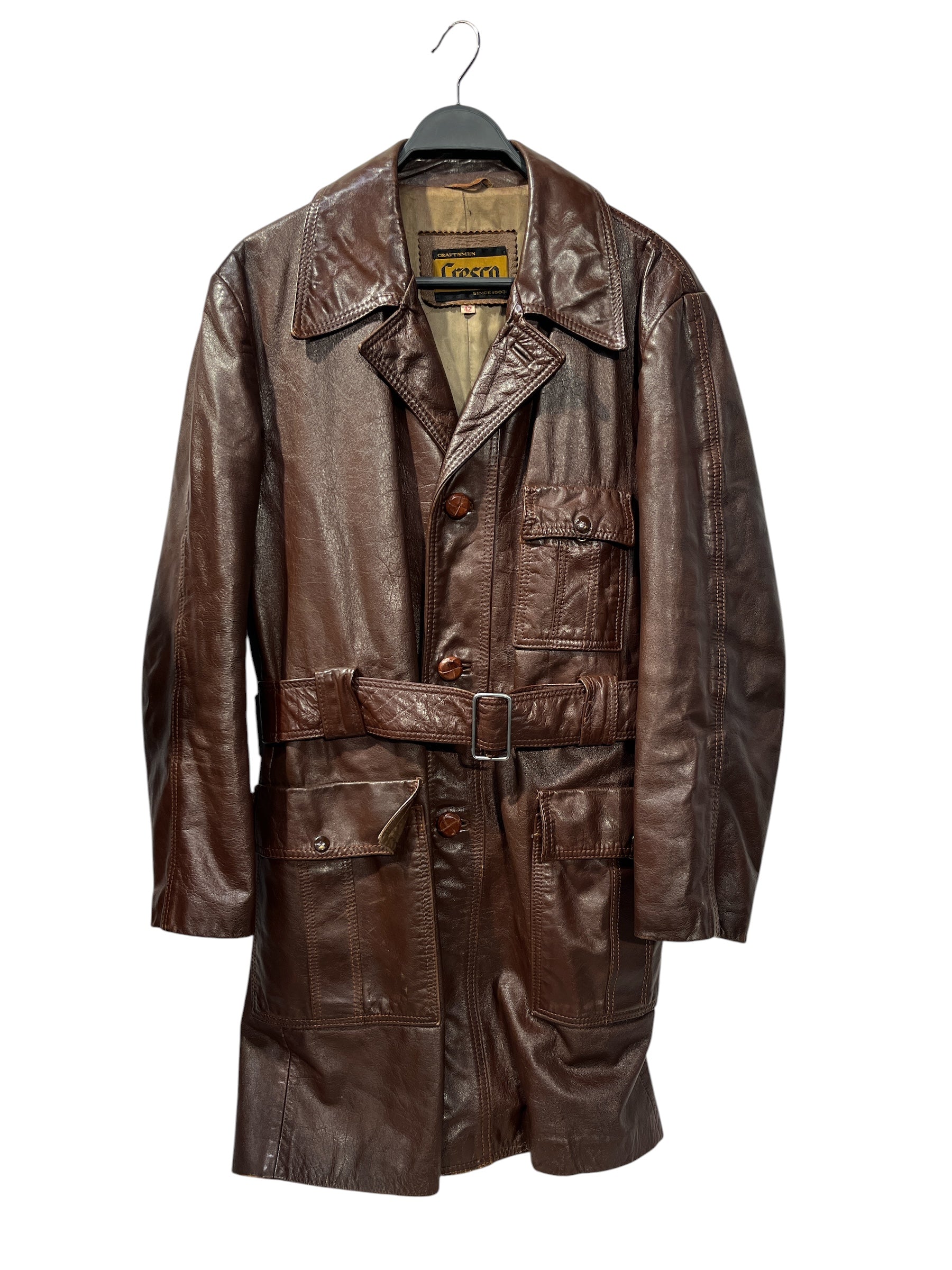 CRESCO /Leather Jkt/42/Leather/BRW/LEATHER TRENCH WITH BELT view 1
