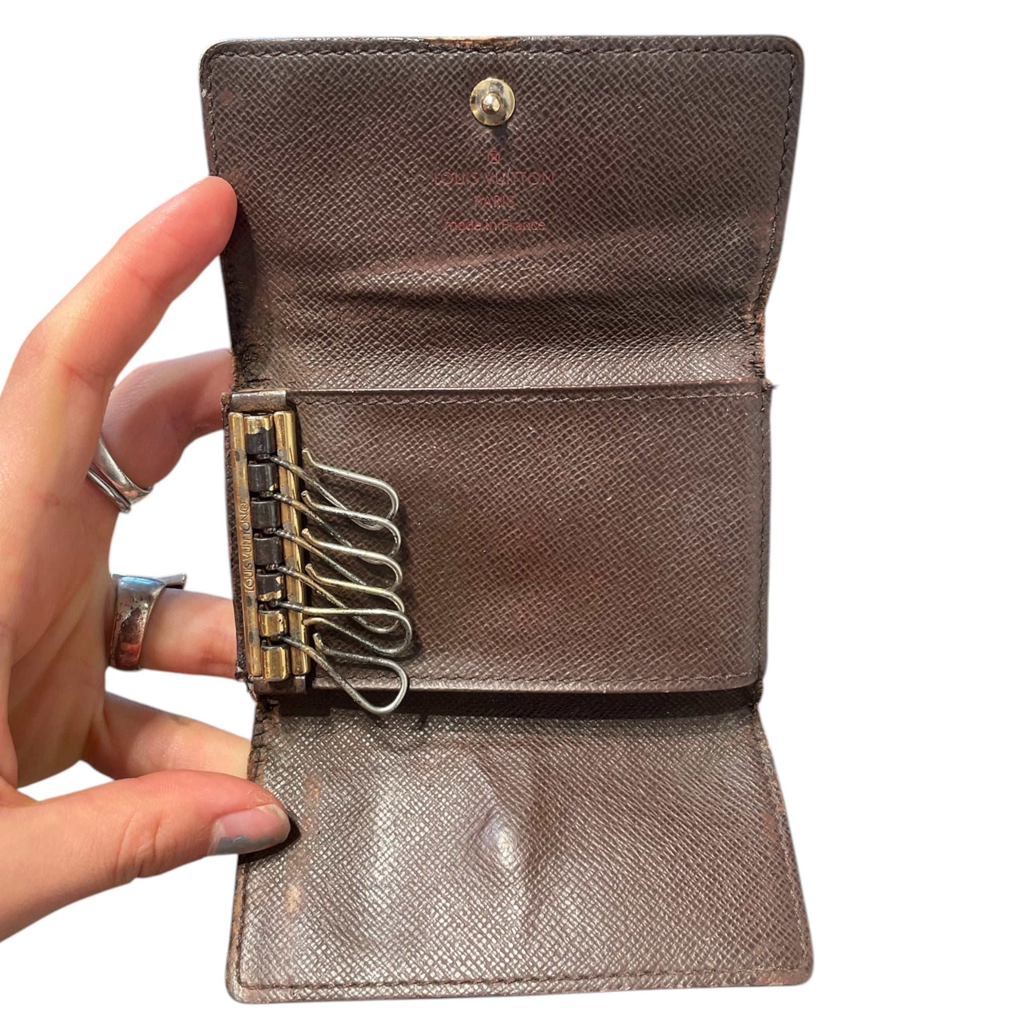 LOUIS VUITTON/Key Holder/Monogram/Leather/BRW/Damier Ebene Key Holder view 3