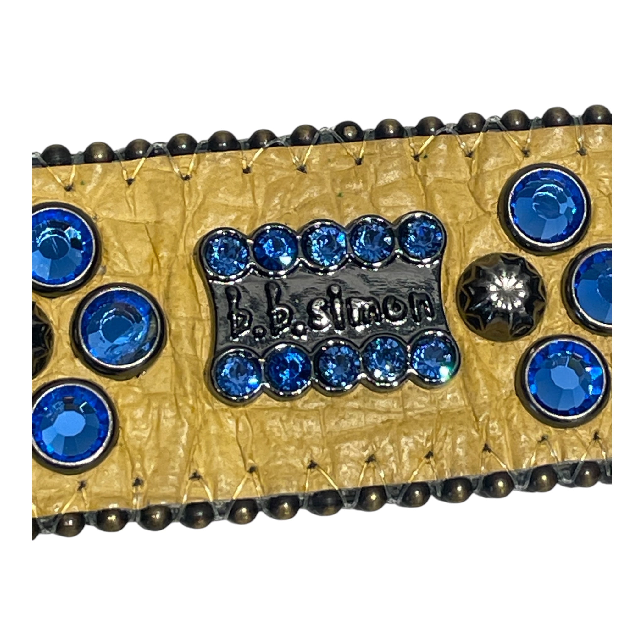 b.b.simon/Belt/Leather/YEL/BLUE AND GREY STUDDED BELT view 4