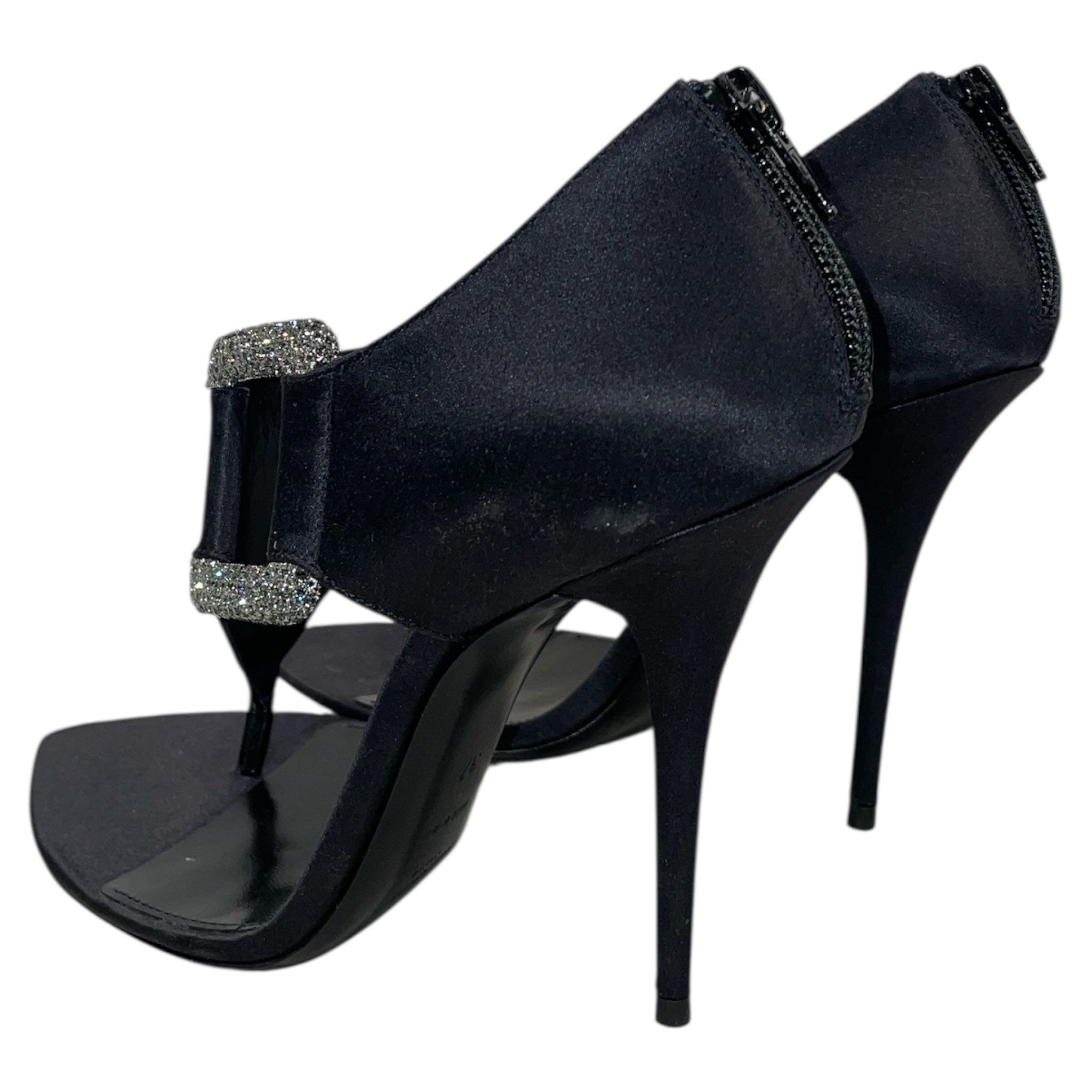 SAINT LAURENT/Heels/EU 37/Silk/BLK/Crepe Satin Crystal Buckle view 2
