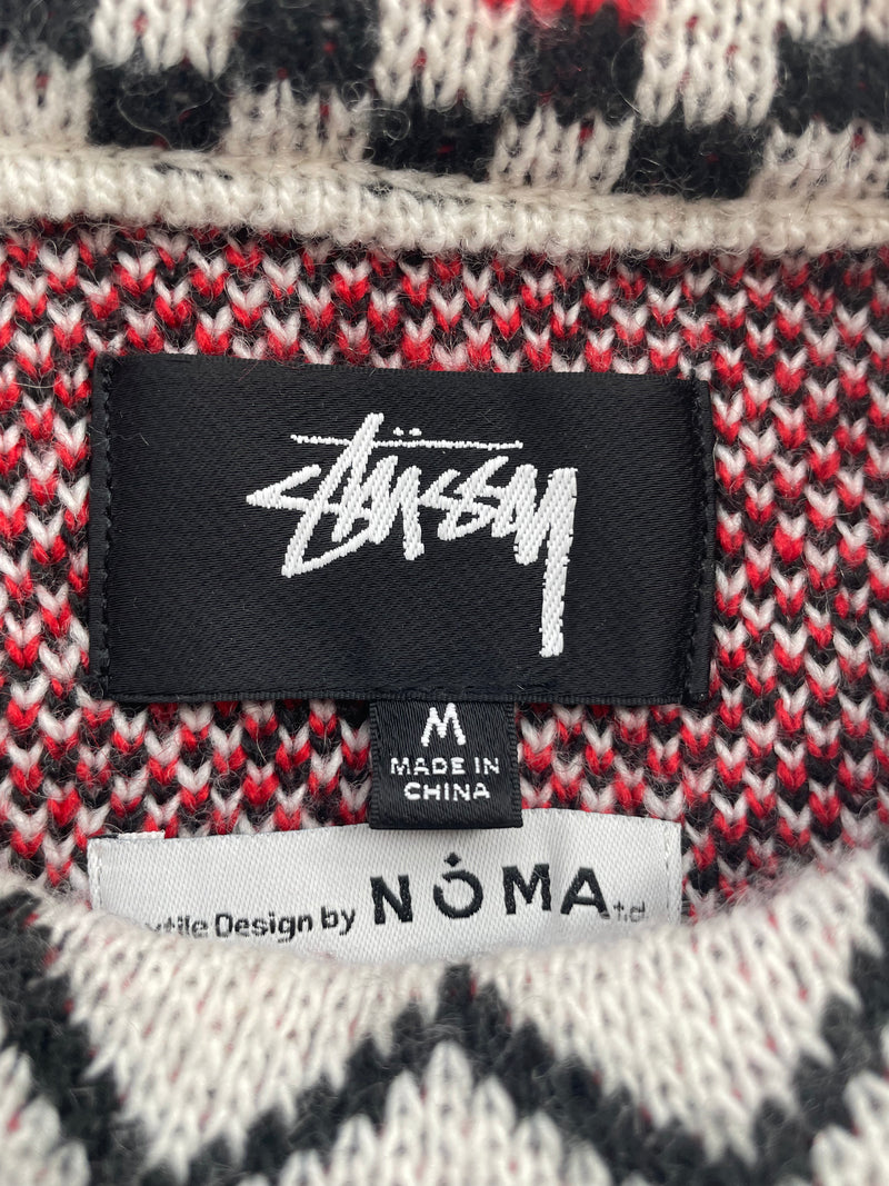 STUSSY/NOMA t.d./Sweater/M/All Over Print/Cotton/WHT/knit