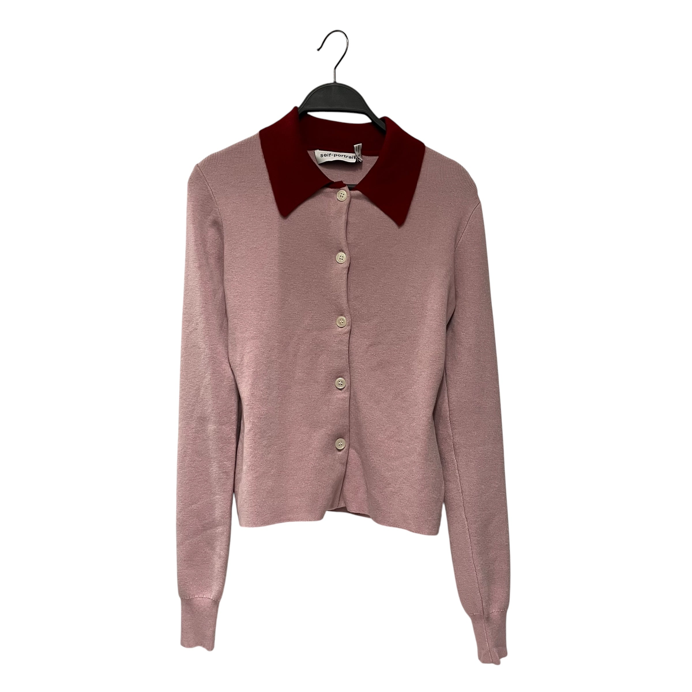 self-portrait/Cardigan/0/Wool/PNK/RED COLLAR view 1