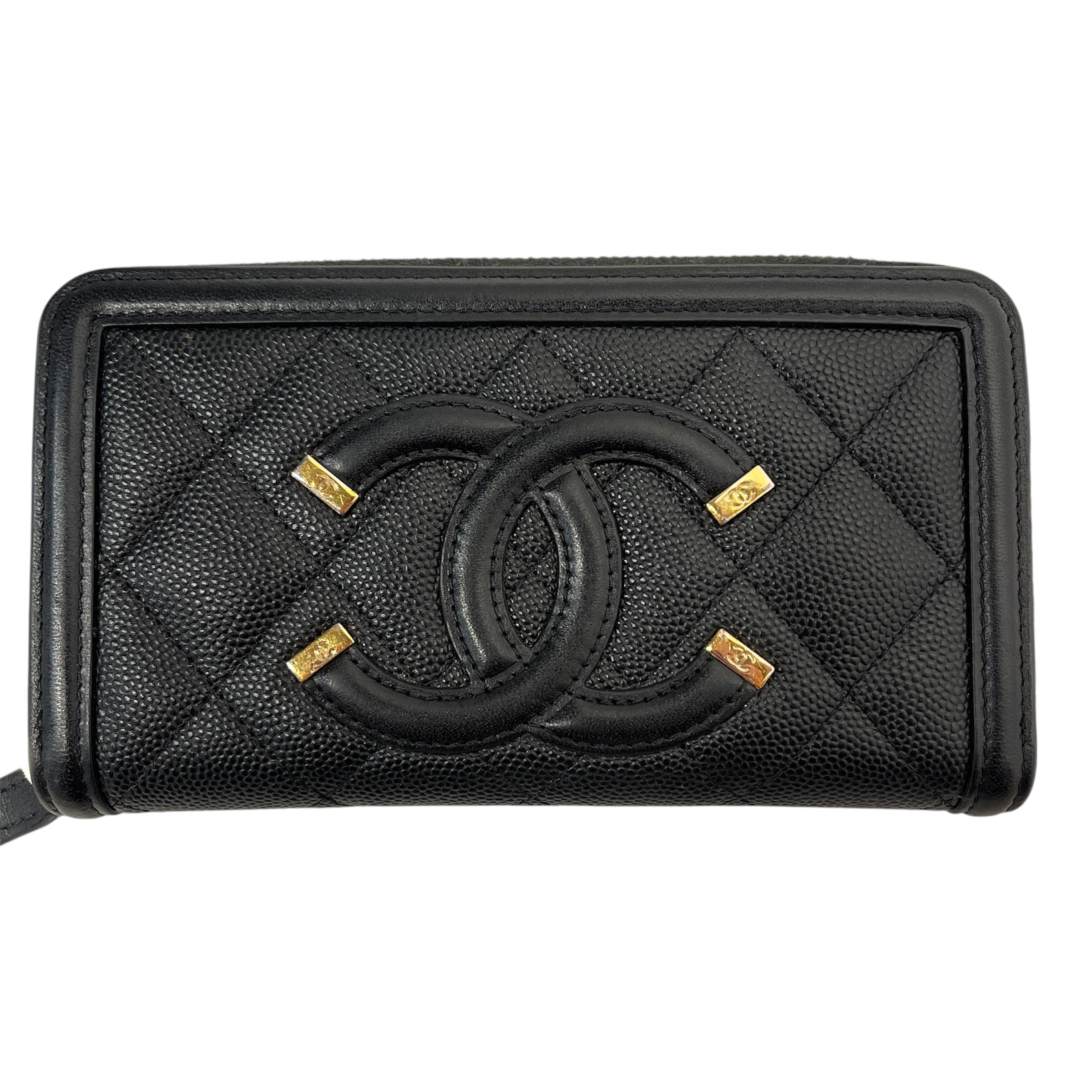 CHANEL/Wallet/Leather/BLK/QUILTED CAVIAR FILIGREE ZIP view 7