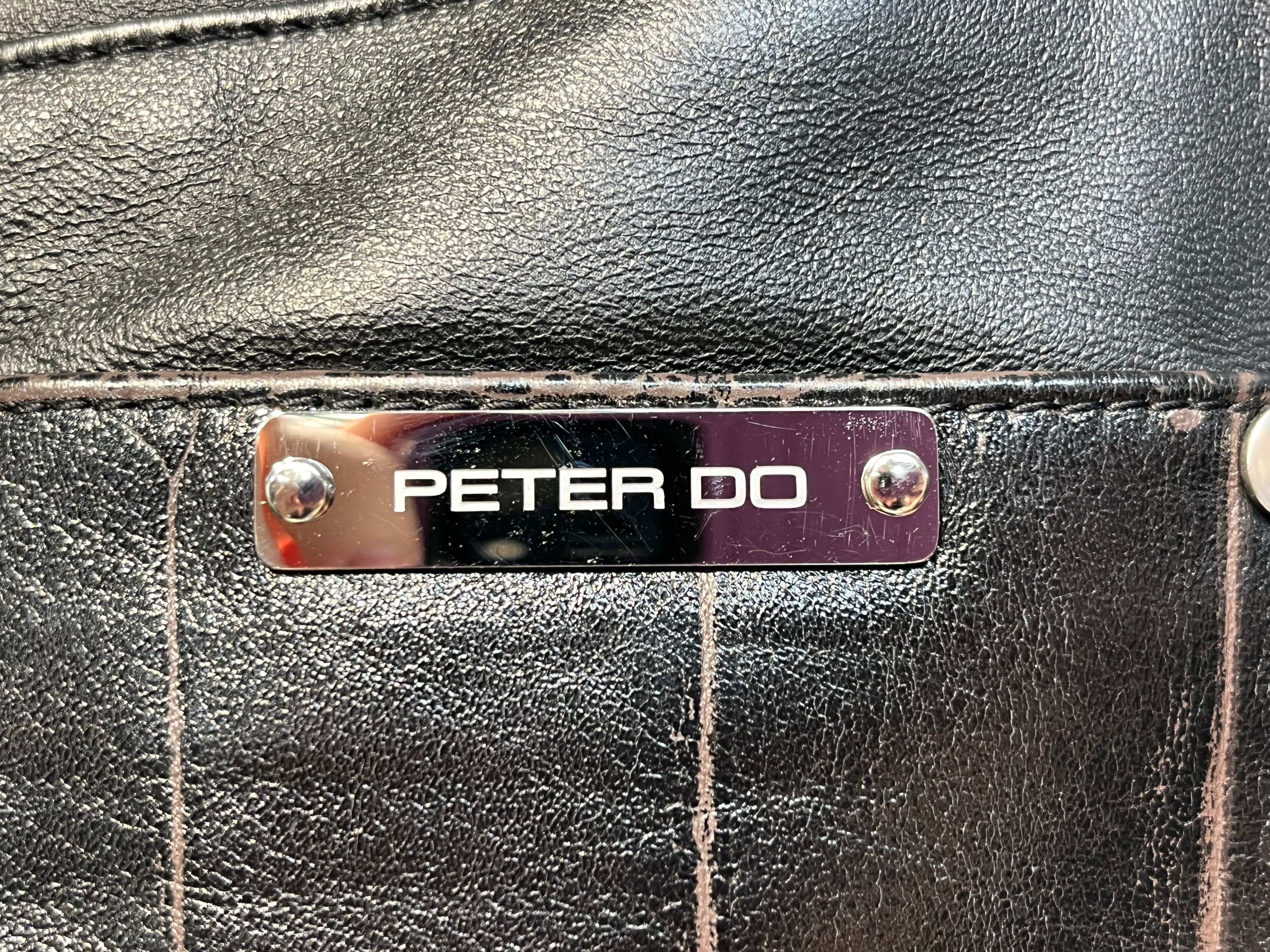 PETER DO/Straight Pants/36/Polyester/BLK/FAUX LEATHER/ CROC EMBOSSED view 3