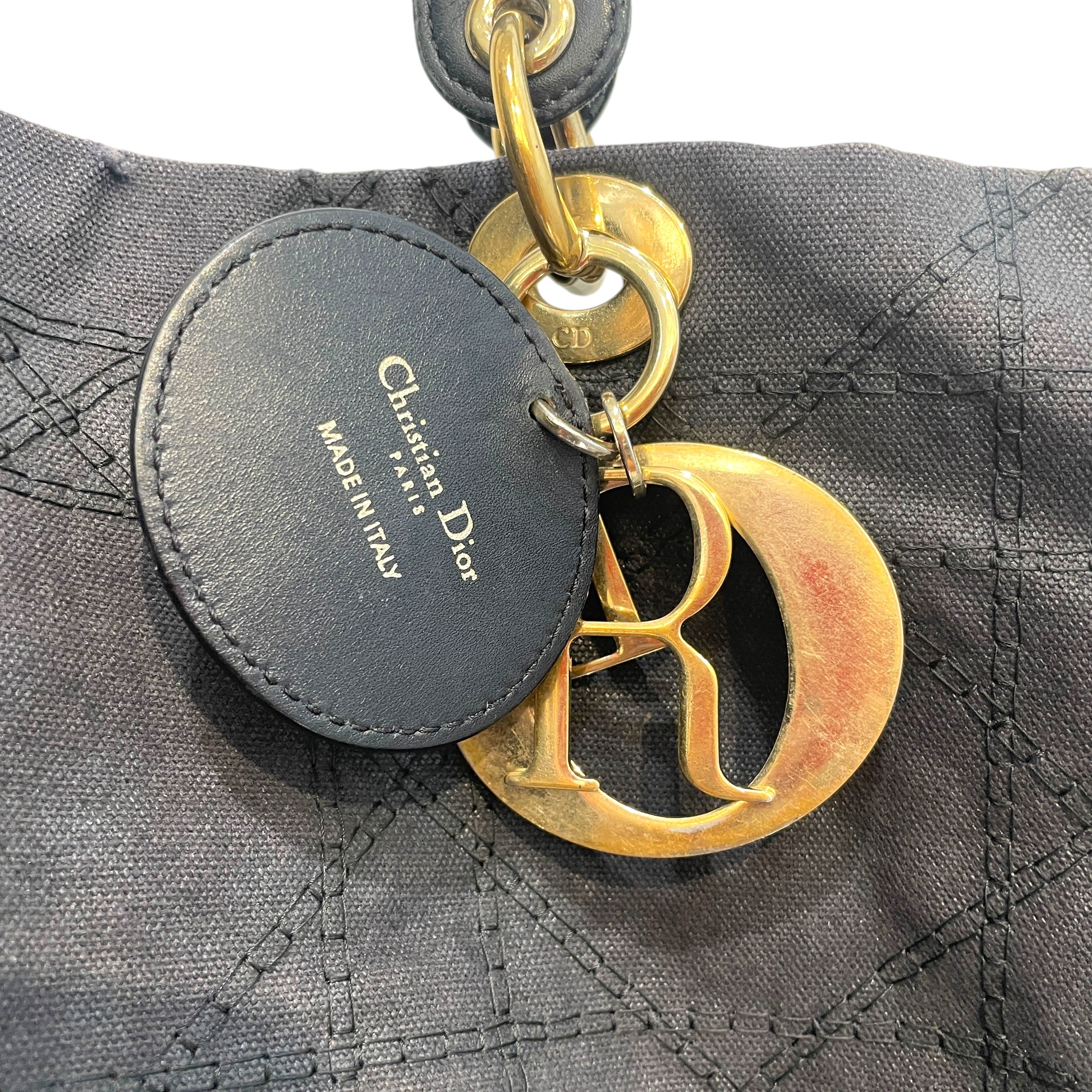 Christian Dior/Tote Bag/Cotton/BLK/Quilted Cloth Tote view 2