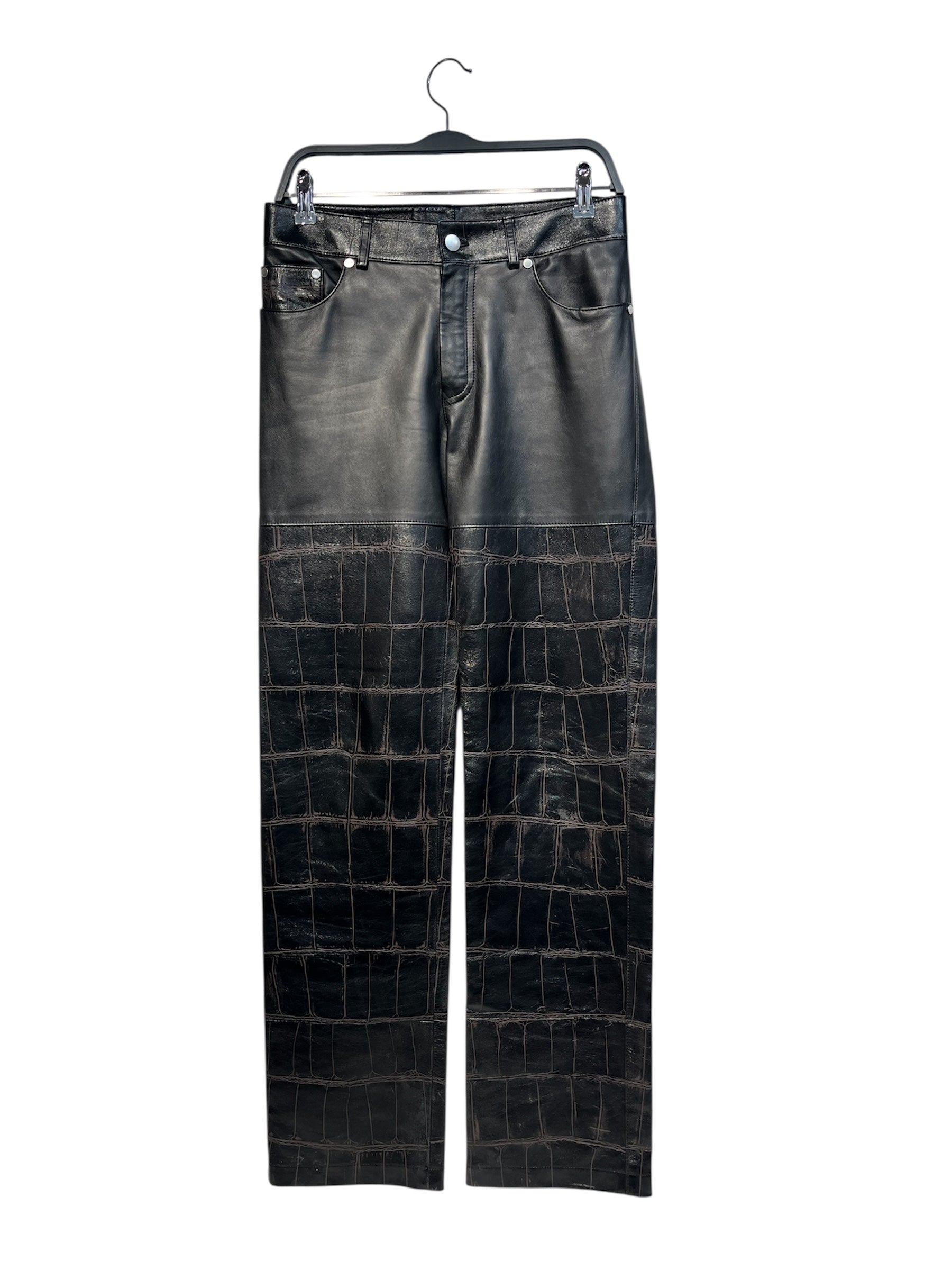 PETER DO/Straight Pants/36/Polyester/BLK/FAUX LEATHER/ CROC EMBOSSED view 1
