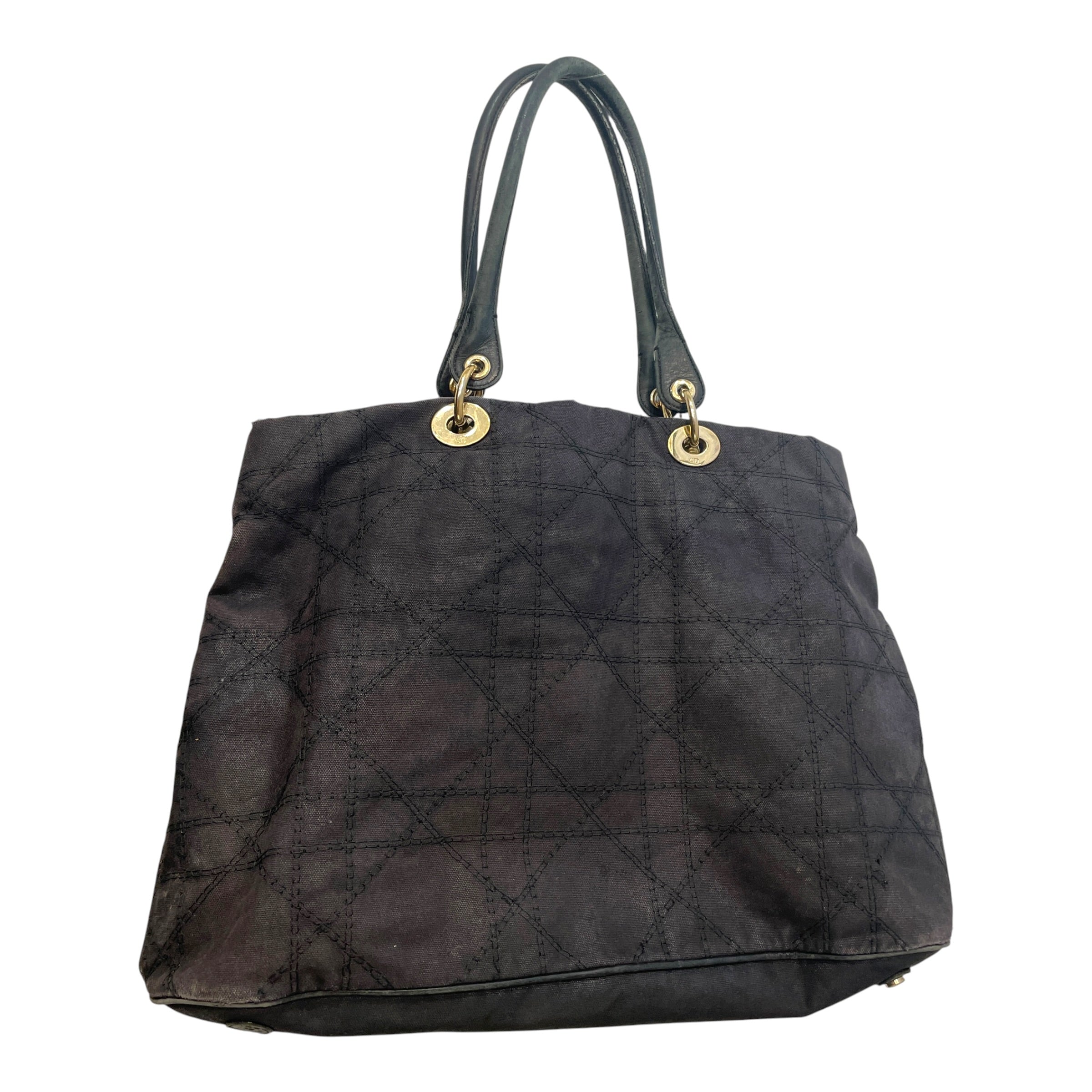 Christian Dior/Tote Bag/Cotton/BLK/Quilted Cloth Tote view 4