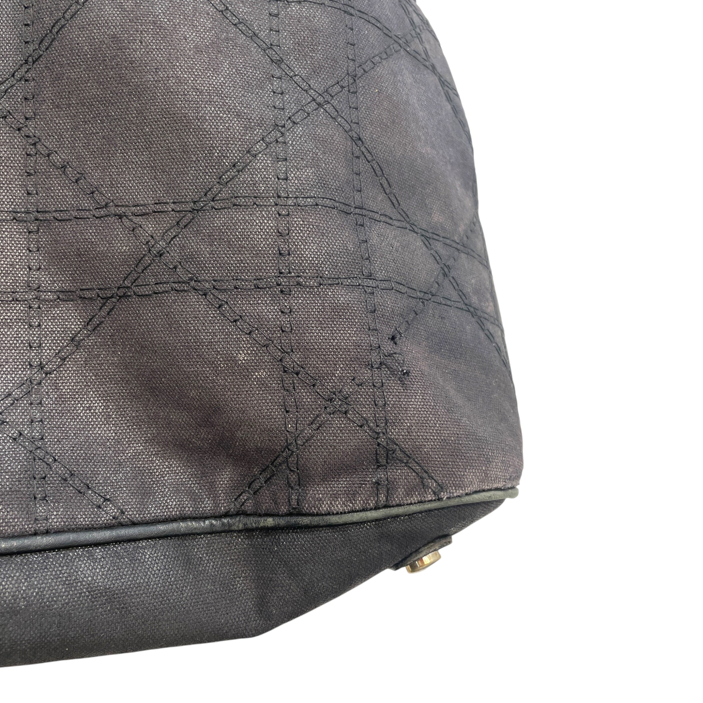 Christian Dior/Tote Bag/Cotton/BLK/Quilted Cloth Tote view 5