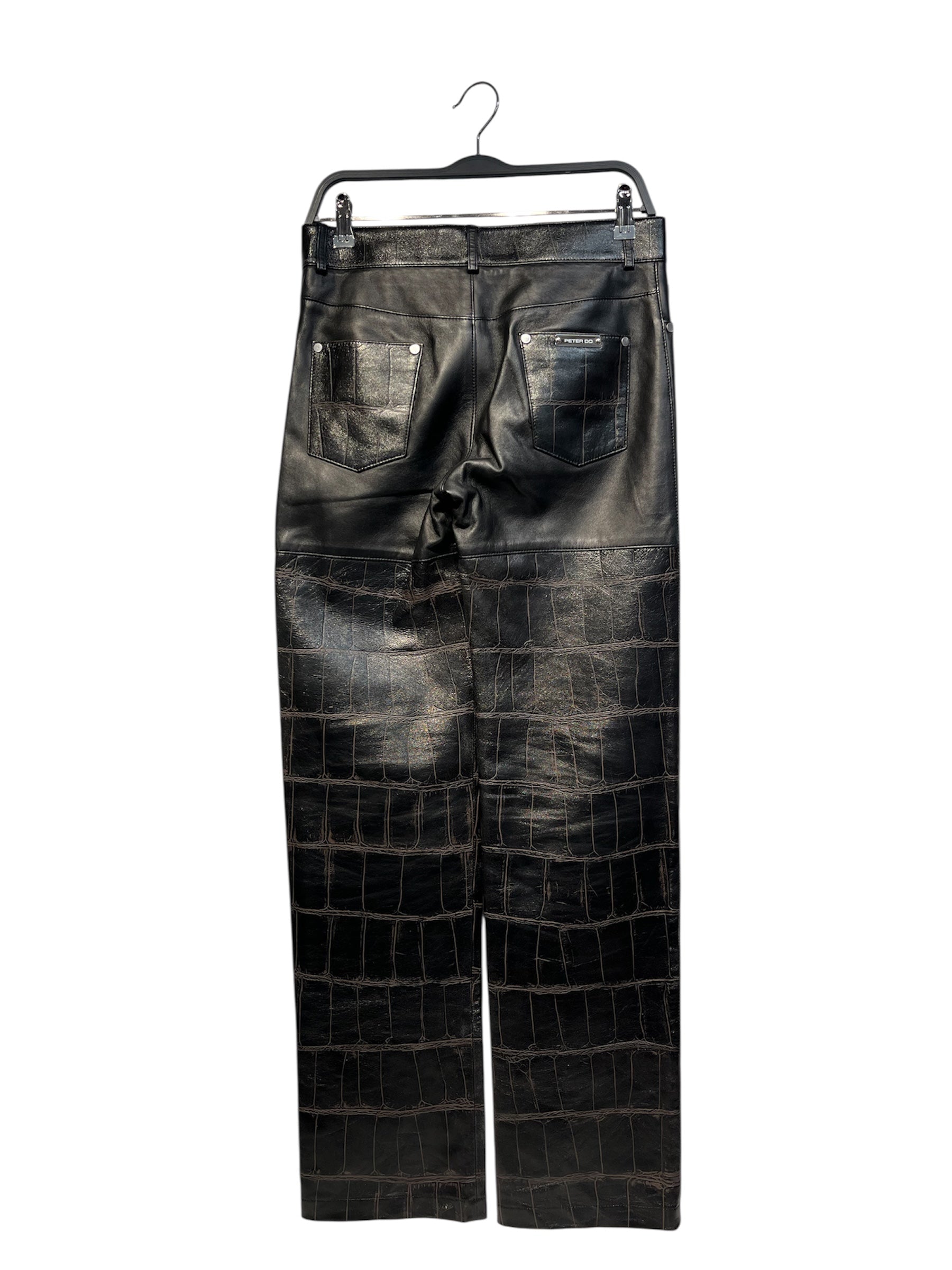 PETER DO/Straight Pants/36/Polyester/BLK/FAUX LEATHER/ CROC EMBOSSED view 2