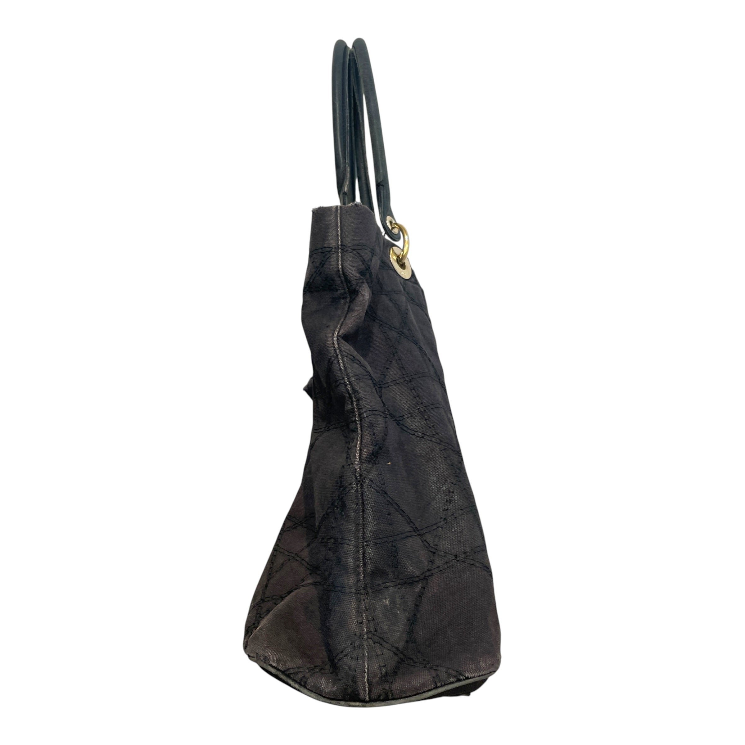 Christian Dior/Tote Bag/Cotton/BLK/Quilted Cloth Tote view 6