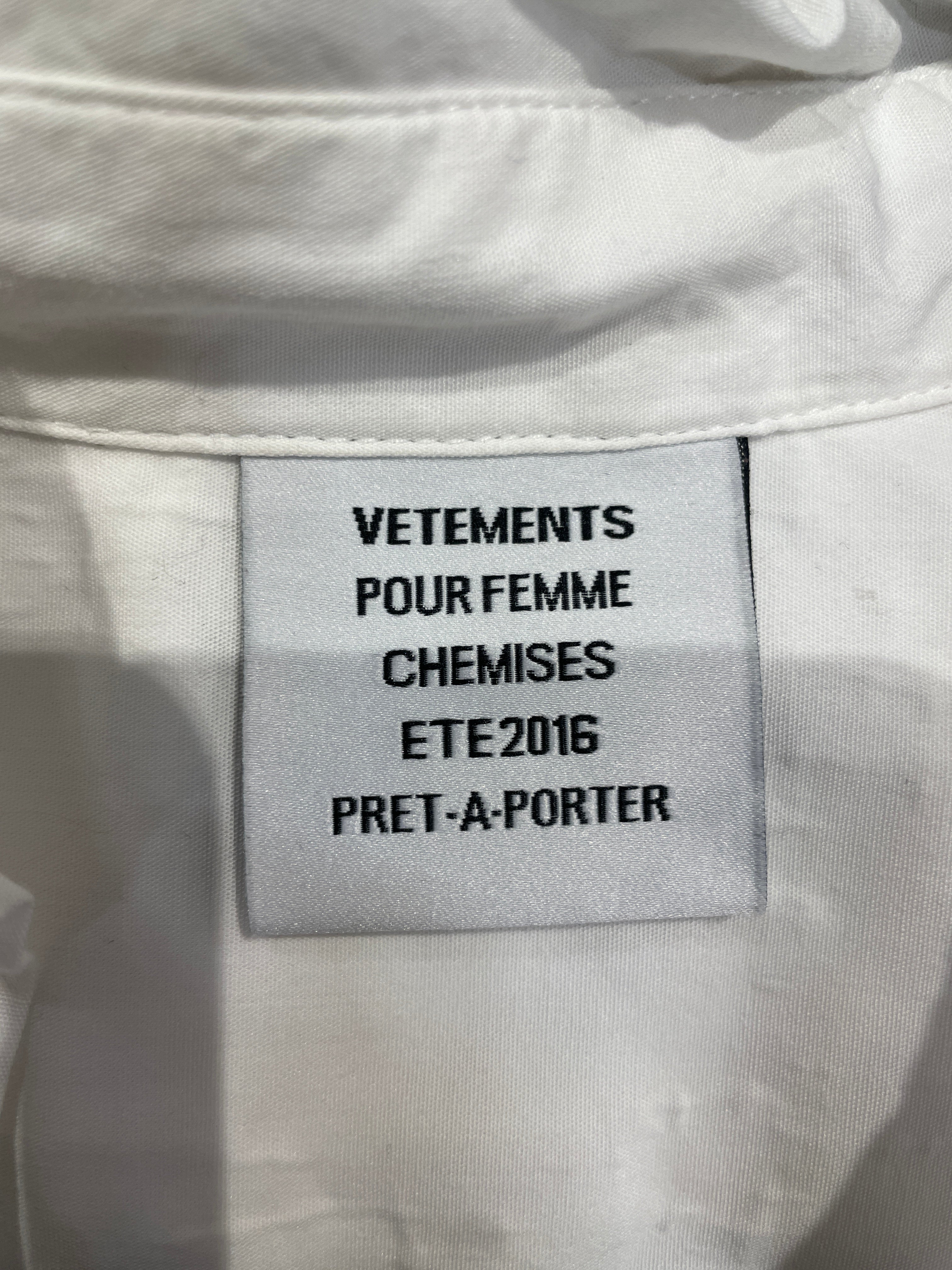 VETEMENTS/SS Shirt/S/Cotton/WHT/VETEMENTS BUTTON UP WHT view 3