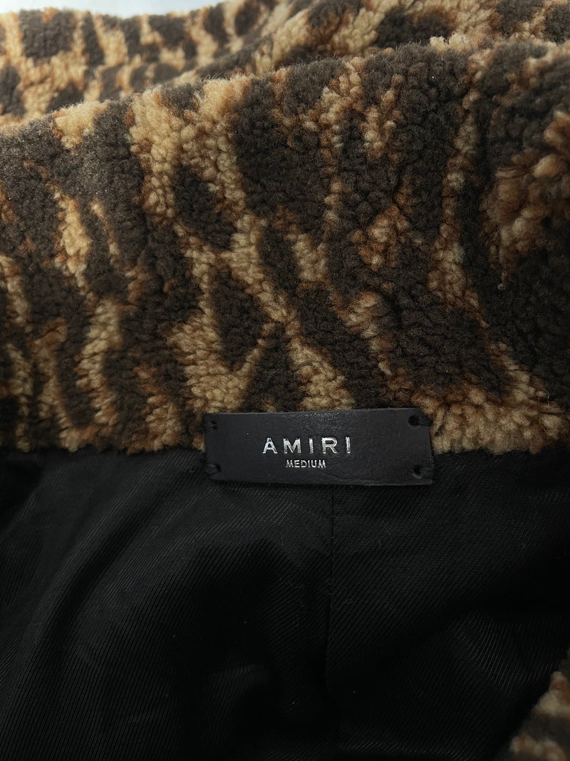 AMIRI/Fleece Jkt/M/Cotton/BRW/Animal Pattern/CHEETA