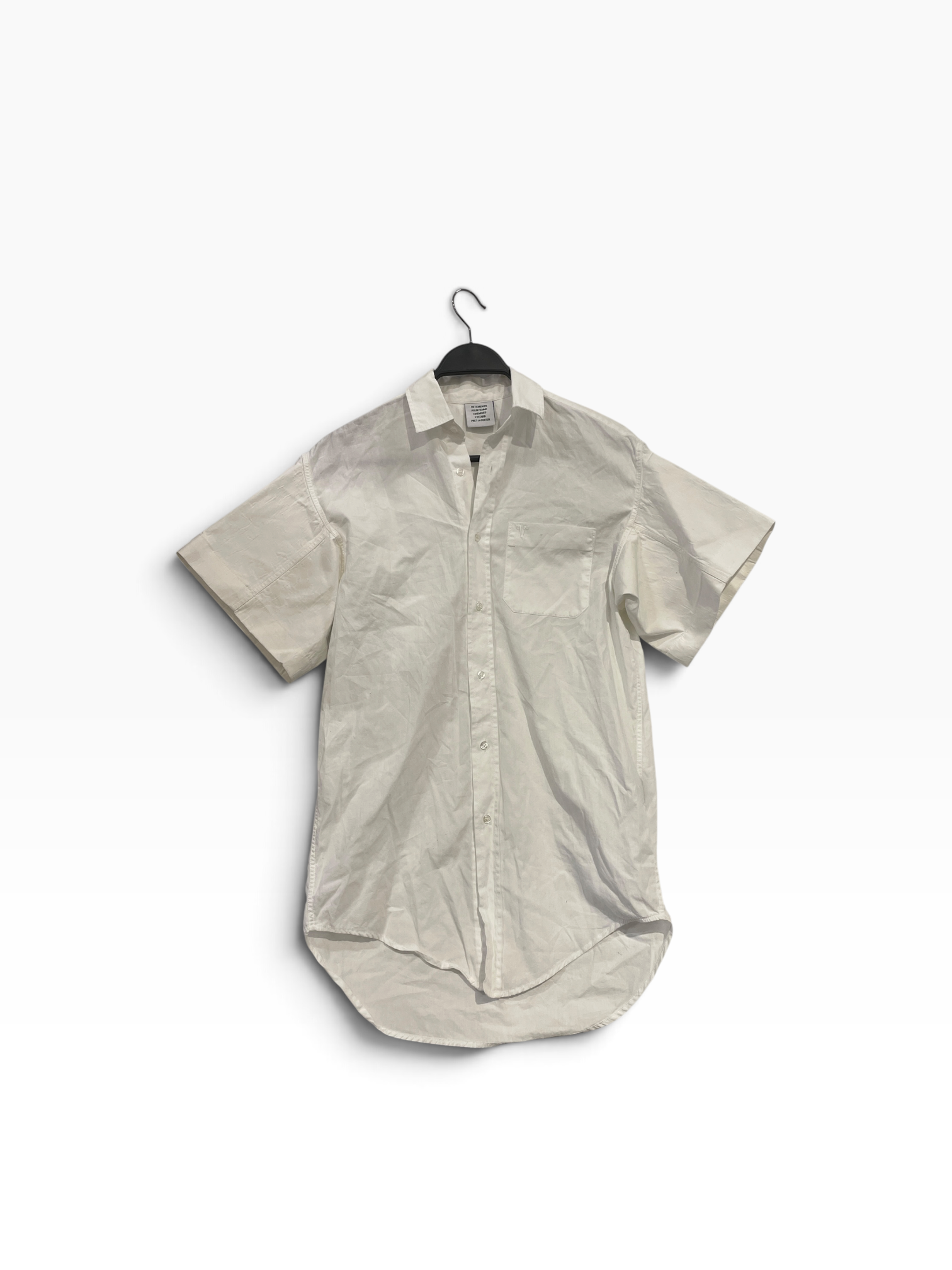 VETEMENTS/SS Shirt/S/Cotton/WHT/VETEMENTS BUTTON UP WHT view 1