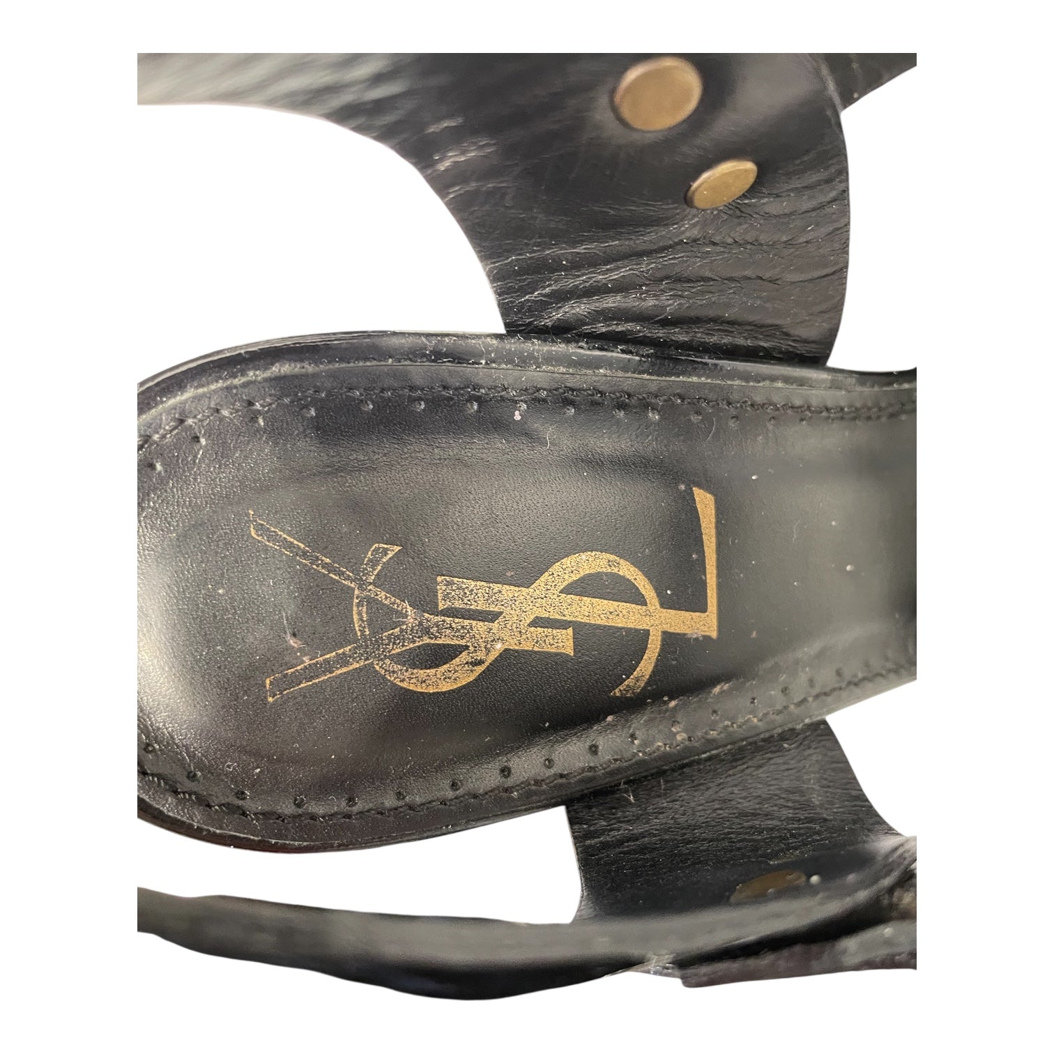 YVES SAINT LAURENT/Heels/EU 39.5/Leather/BLK/STUDDED PLATFORM HEELS view 3
