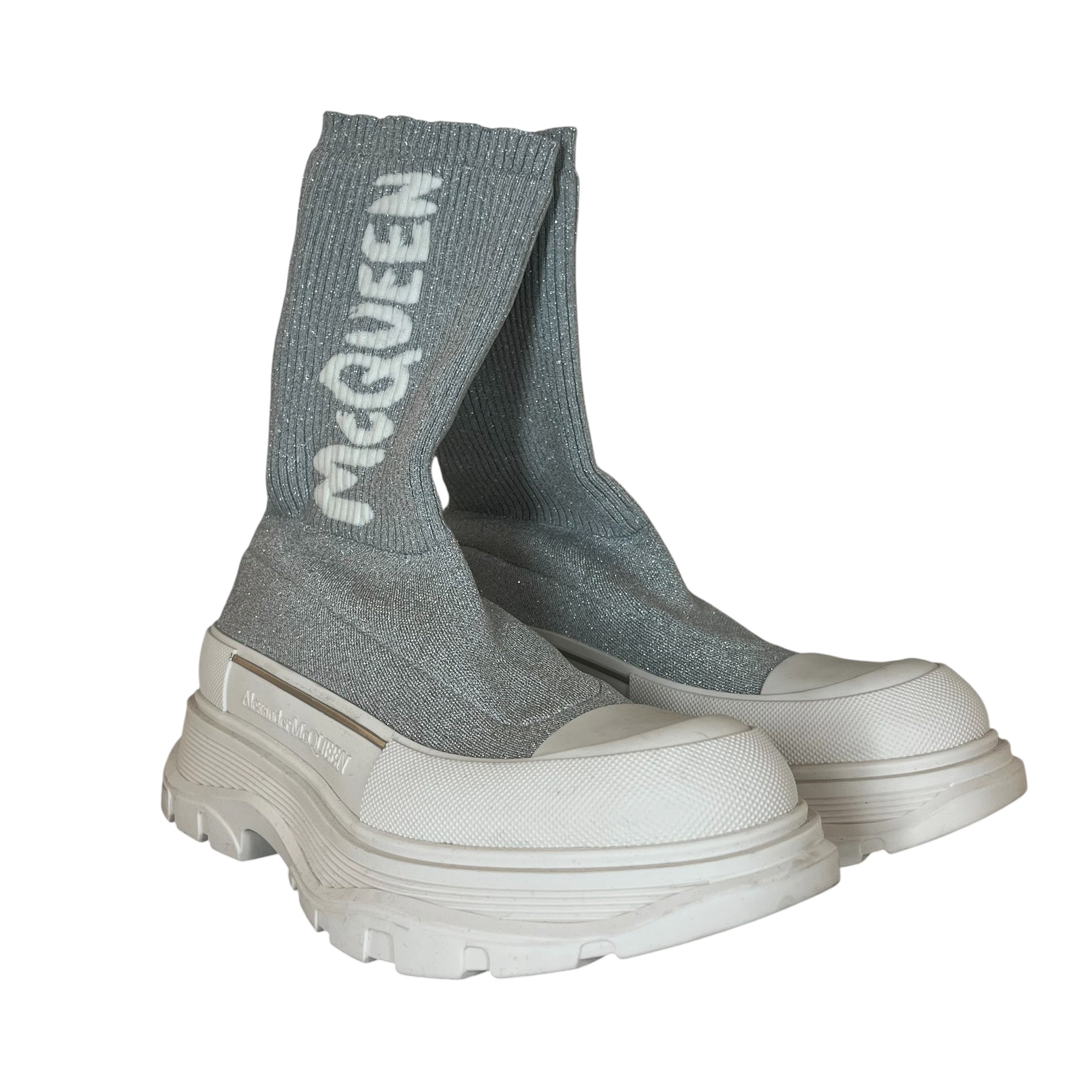 Alexander McQueen/Hi-Sneakers/EU 39/Wool/SLV/glitter logo view 1