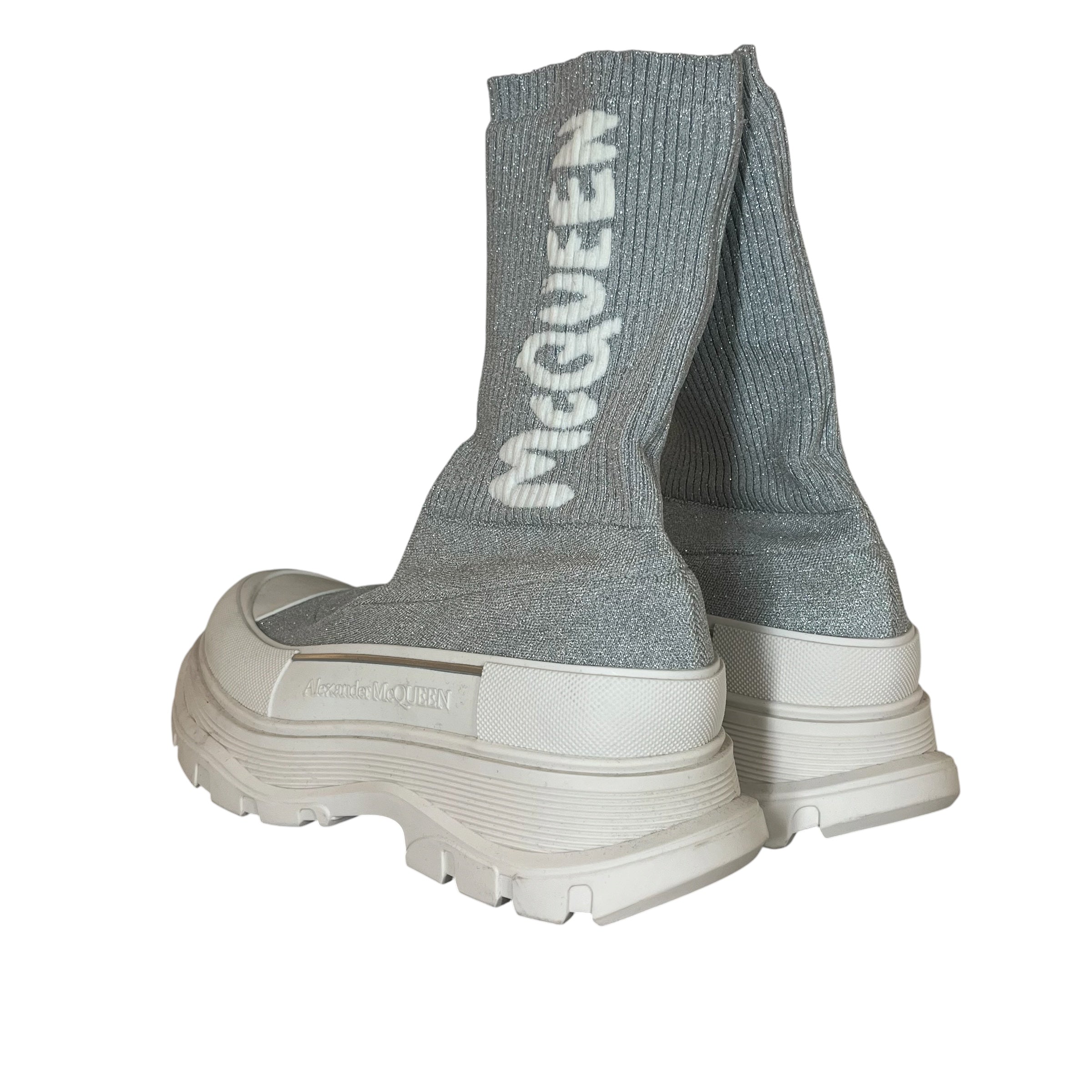 Alexander McQueen/Hi-Sneakers/EU 39/Wool/SLV/glitter logo view 2
