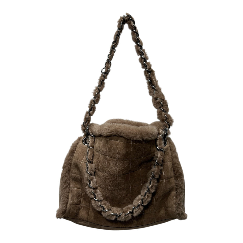 CHANEL/Bag/Suede/BRW/SHEARLING CC SHOULDER BAG
