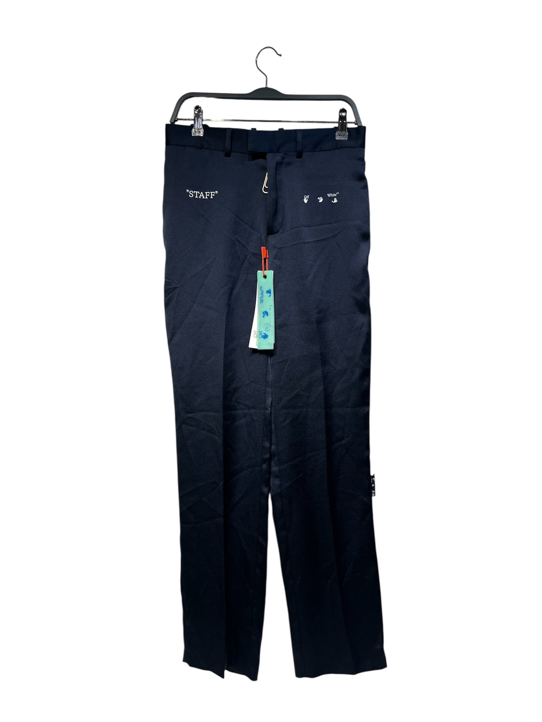 OFF-WHITE/Slacks/42/Polyester/NVY/All Over Print/"STAFF" view 1