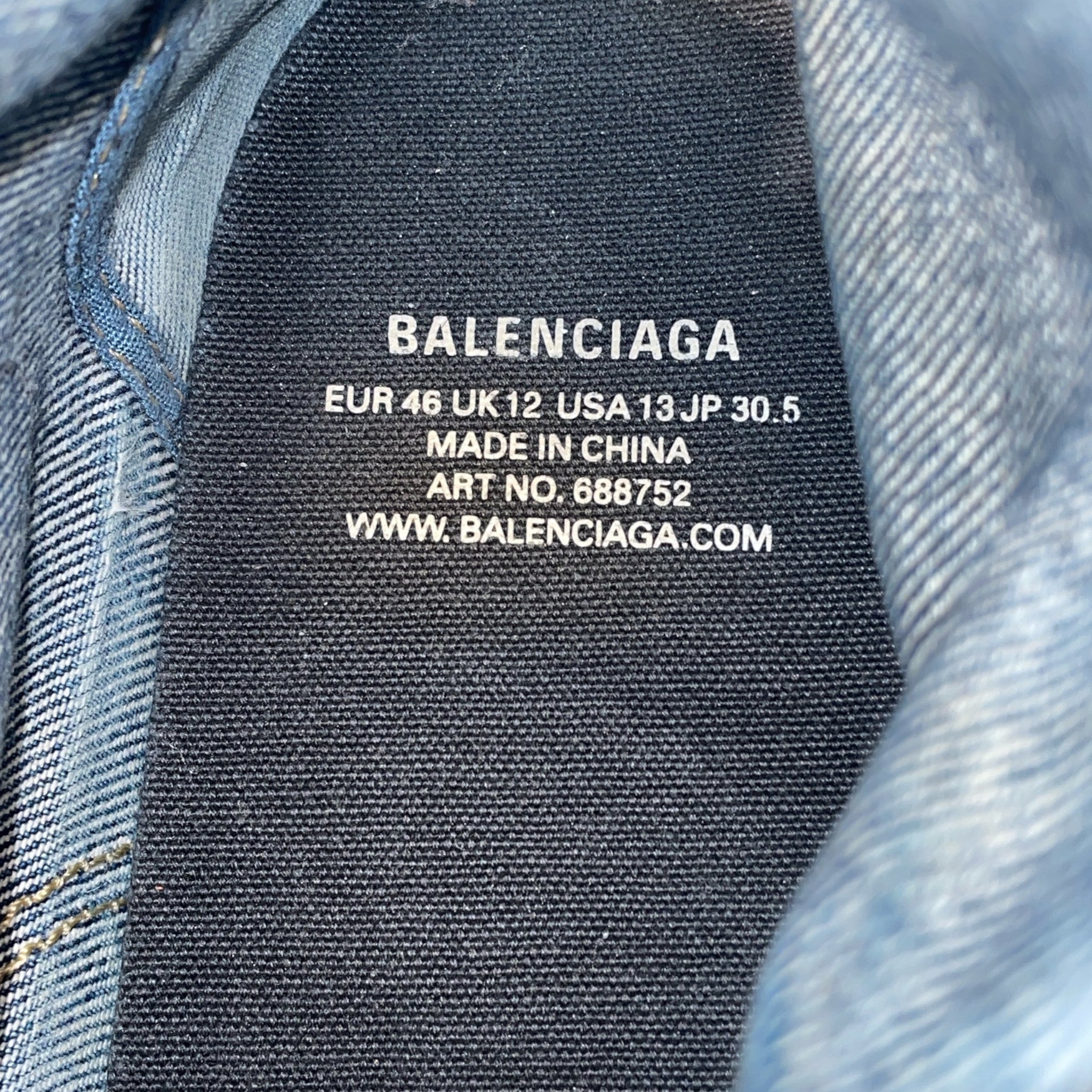 BALENCIAGA/Hi-Sneakers/US 13/Denim/BLU/Paris 90's Denim High view 3