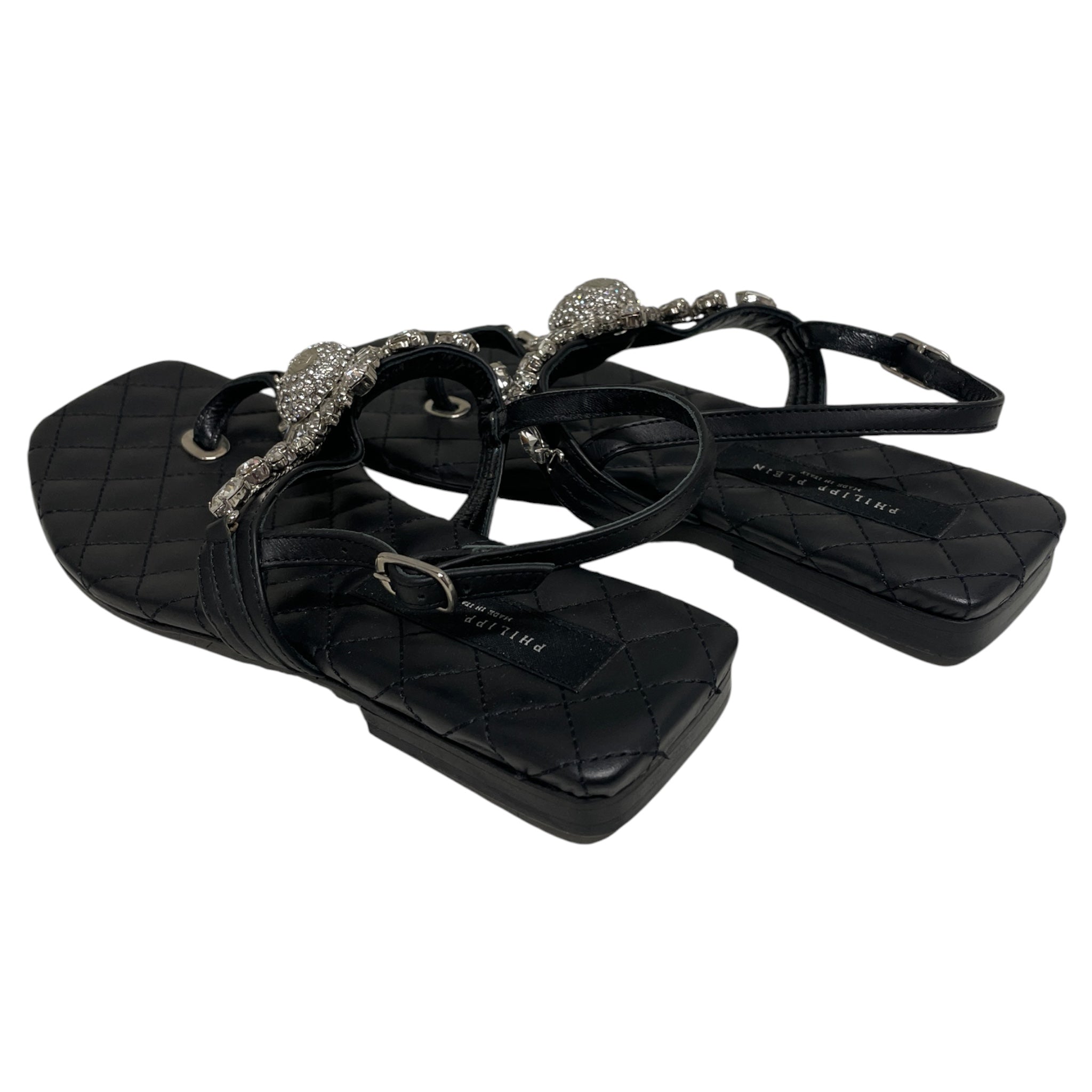 PHILIPP PLEIN/Sandals/EU 37/Leather/BLK/CRYSTAL SKULL /BLK SANDAL view 2