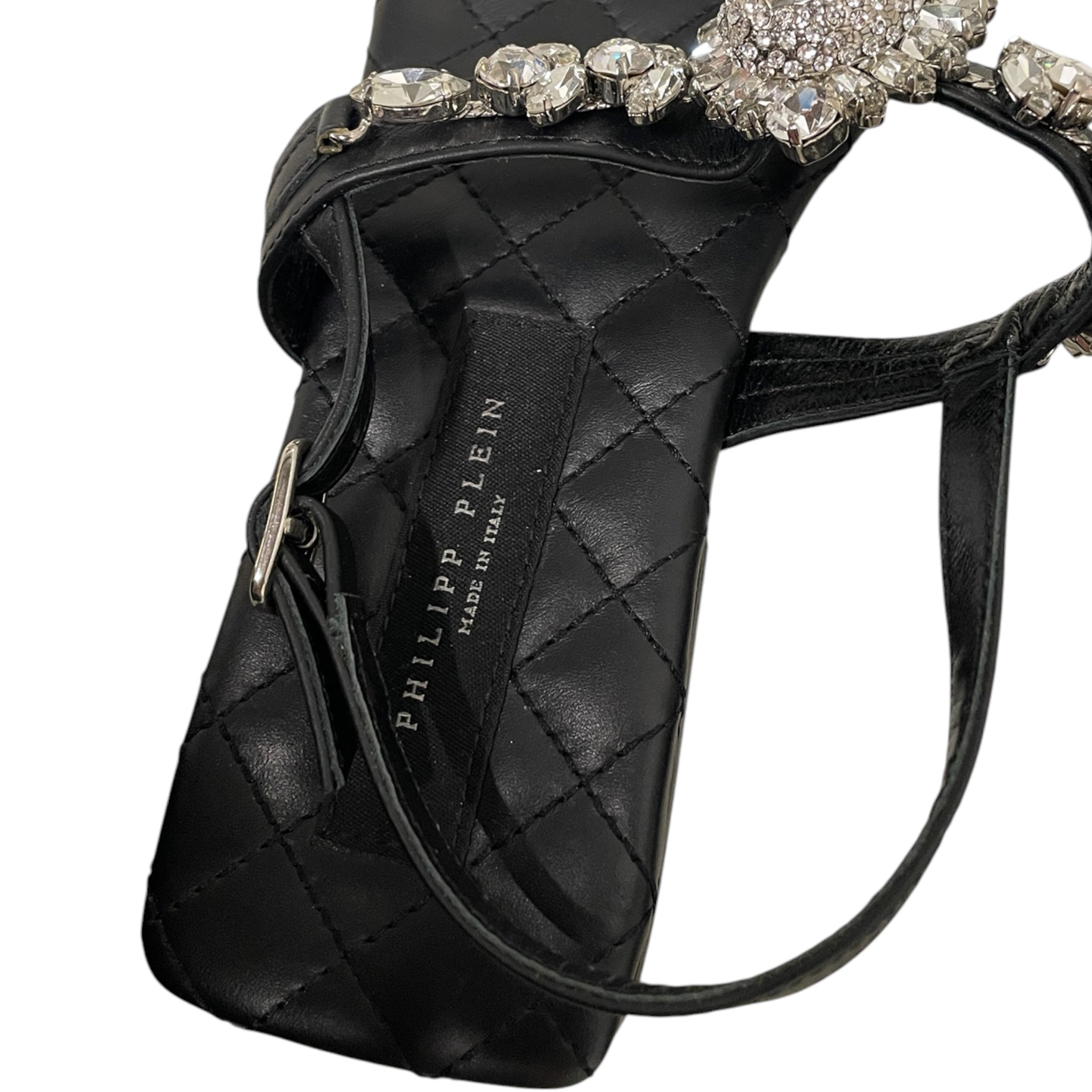 PHILIPP PLEIN/Sandals/EU 37/Leather/BLK/CRYSTAL SKULL /BLK SANDAL view 3
