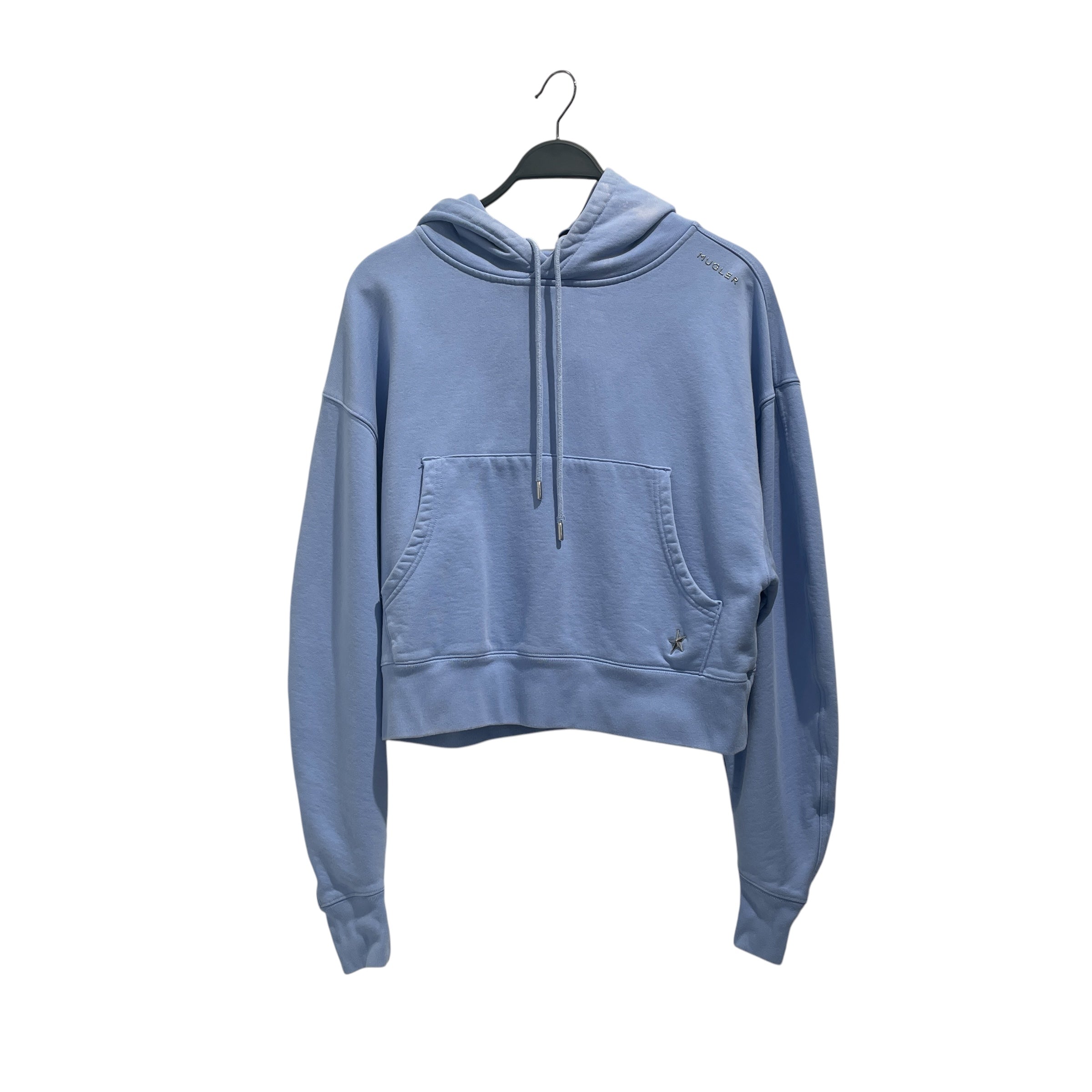 H&M/MUGLER/Hoodie/M/Cotton/BLU/Cropped hoodie in periwinkle view 1