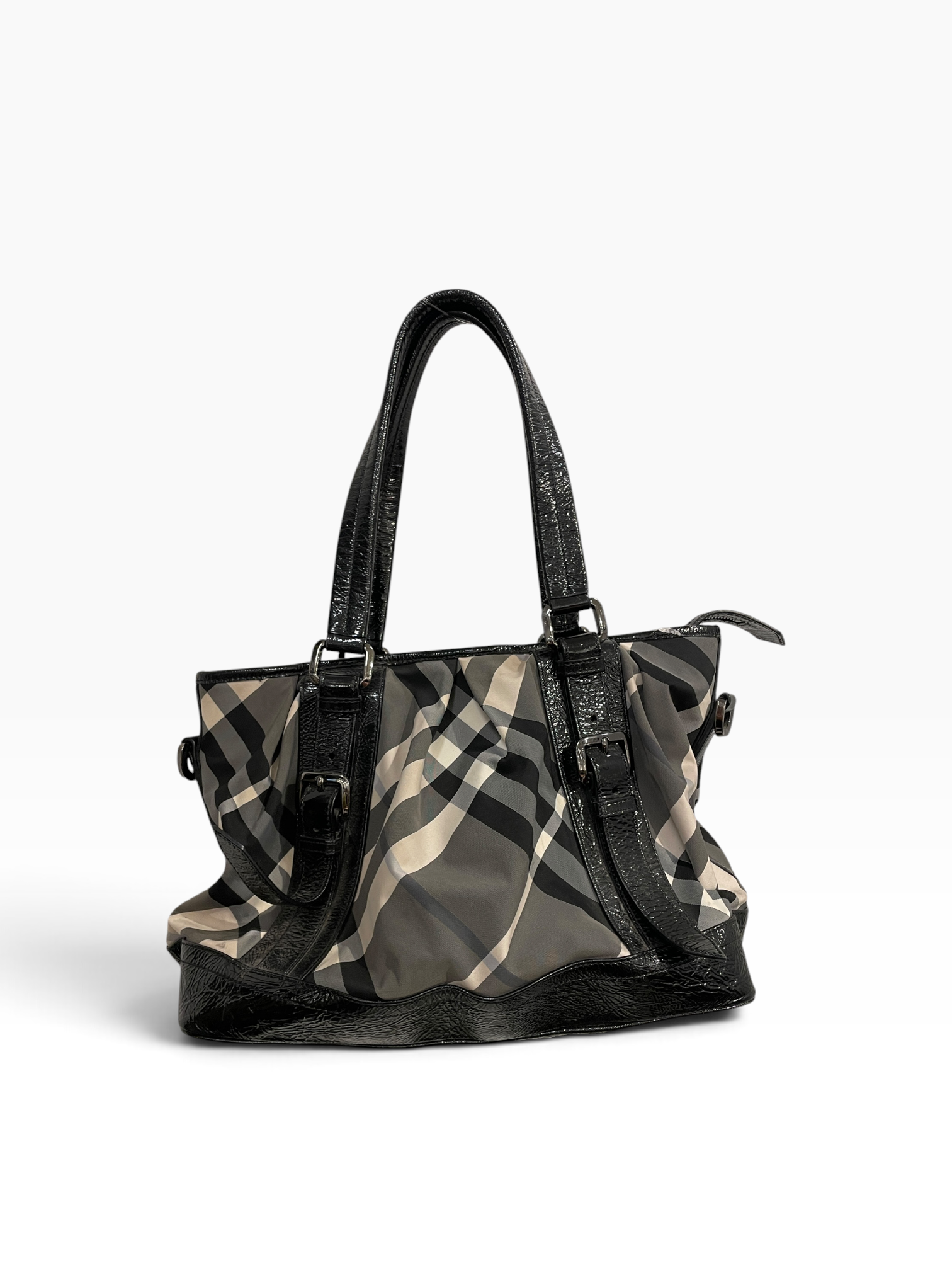 BURBERRY/Hand Bag/Plaid/Faux Leather/BLK/BURBERRY PATENT LEATHER PLAID view 2