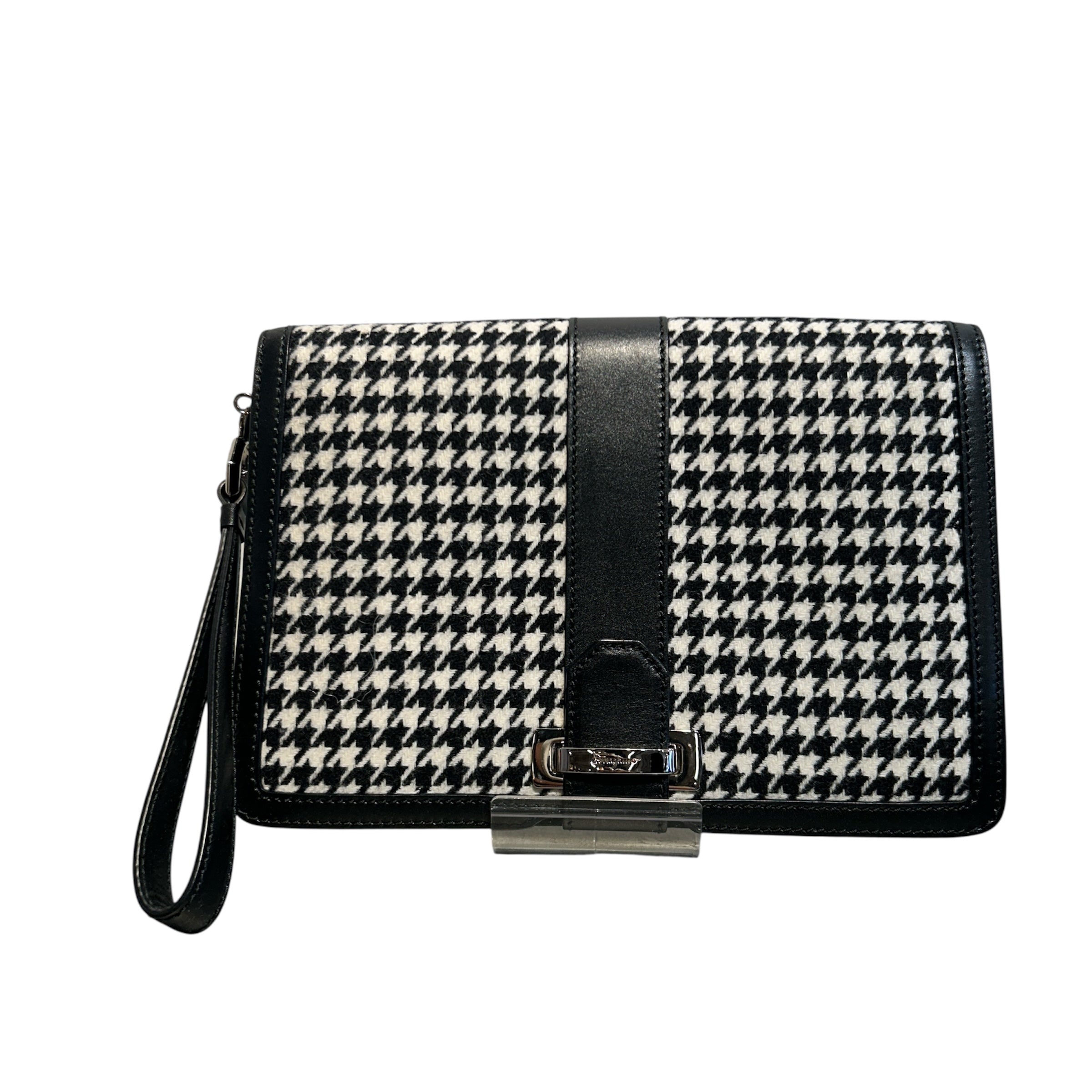 Salvatore Ferragamo/Clutch Bag/Gingham Check/Fake Fur/BLK/FJ-21 D049 view 1
