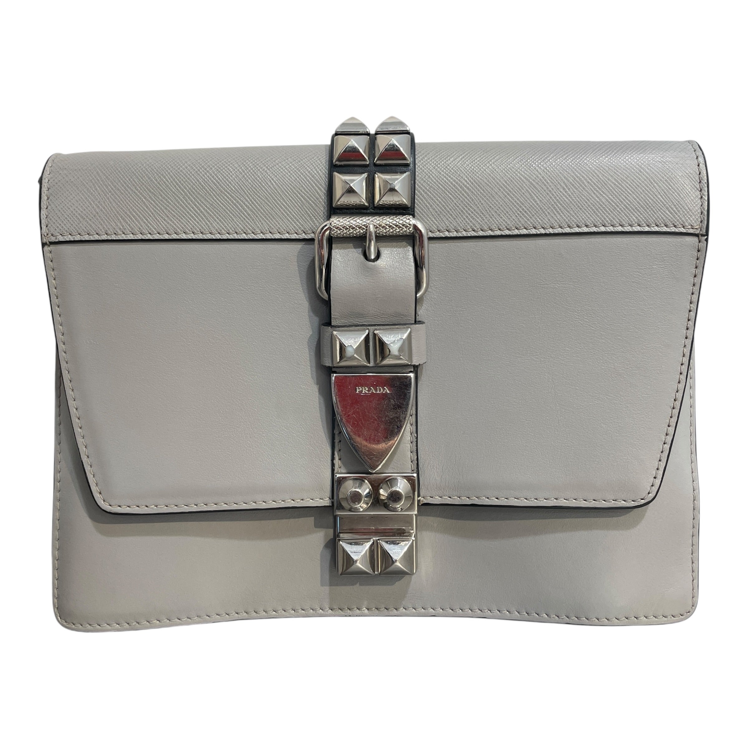 PRADA/Clutch Bag/Leather/GRY/Elecktra SaffianoCity Studded view 1