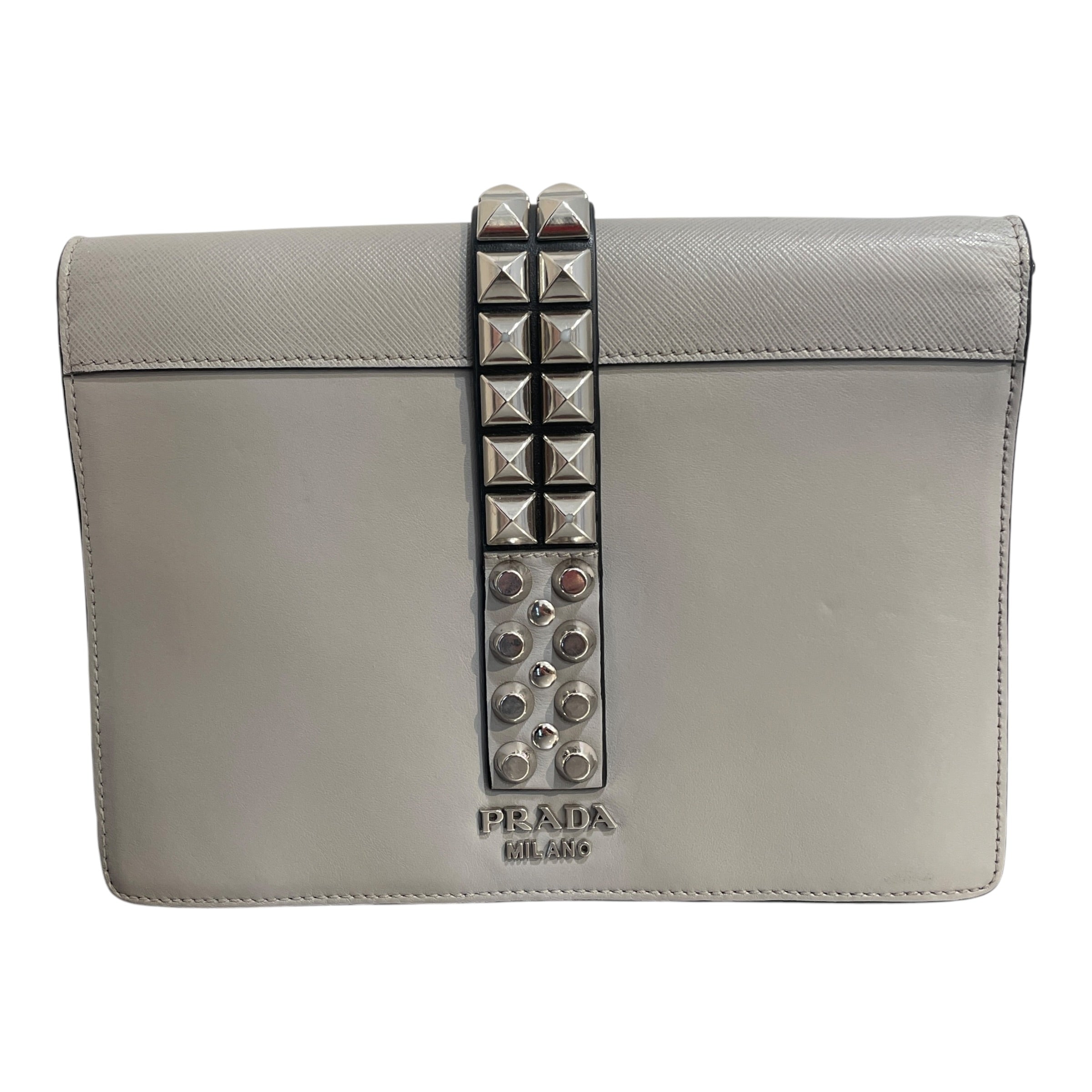 PRADA/Clutch Bag/Leather/GRY/Elecktra SaffianoCity Studded view 3