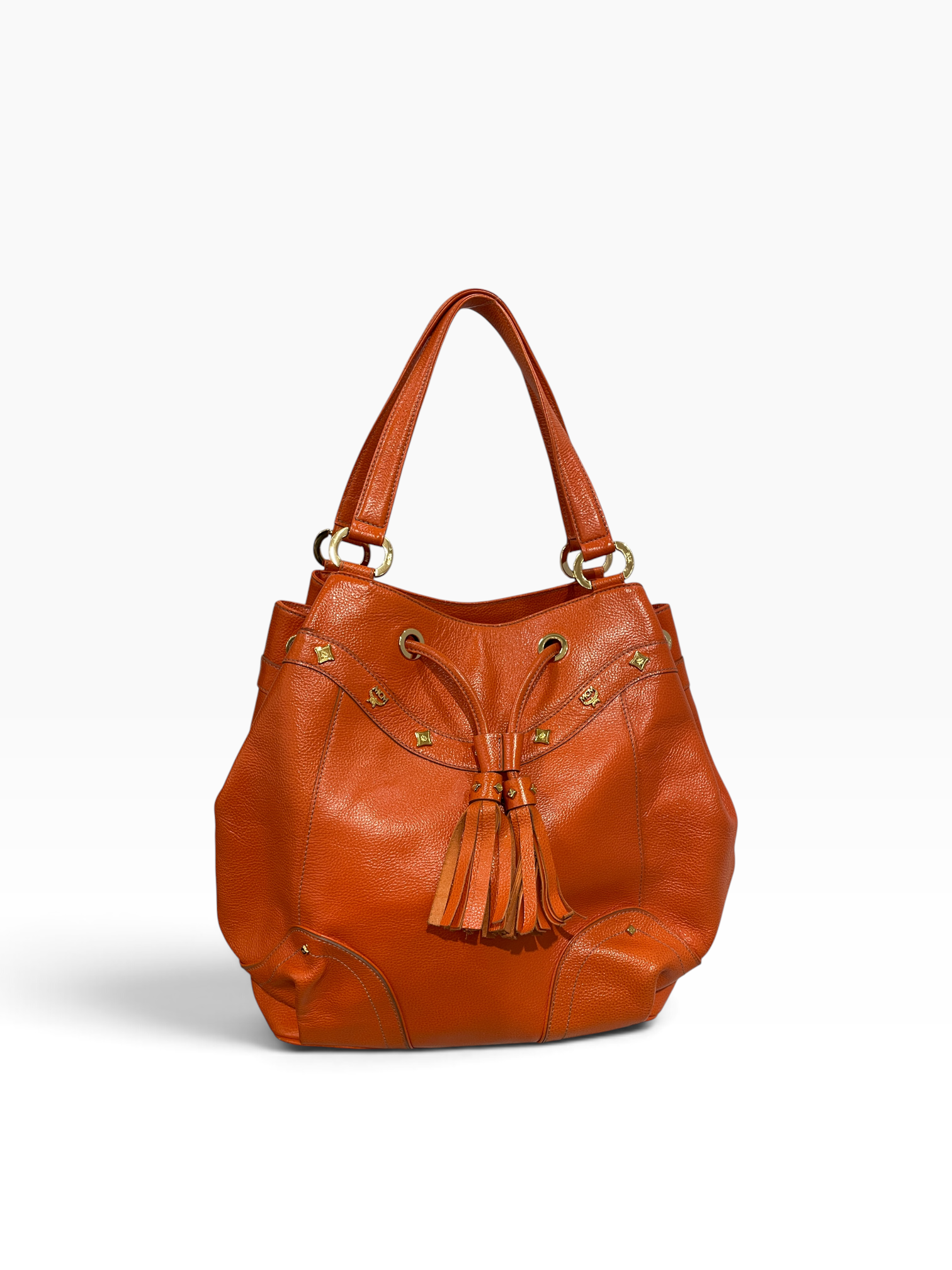 MCM/Tote Bag/Cowhide/ORN/ORANGE STUD TOTE view 1