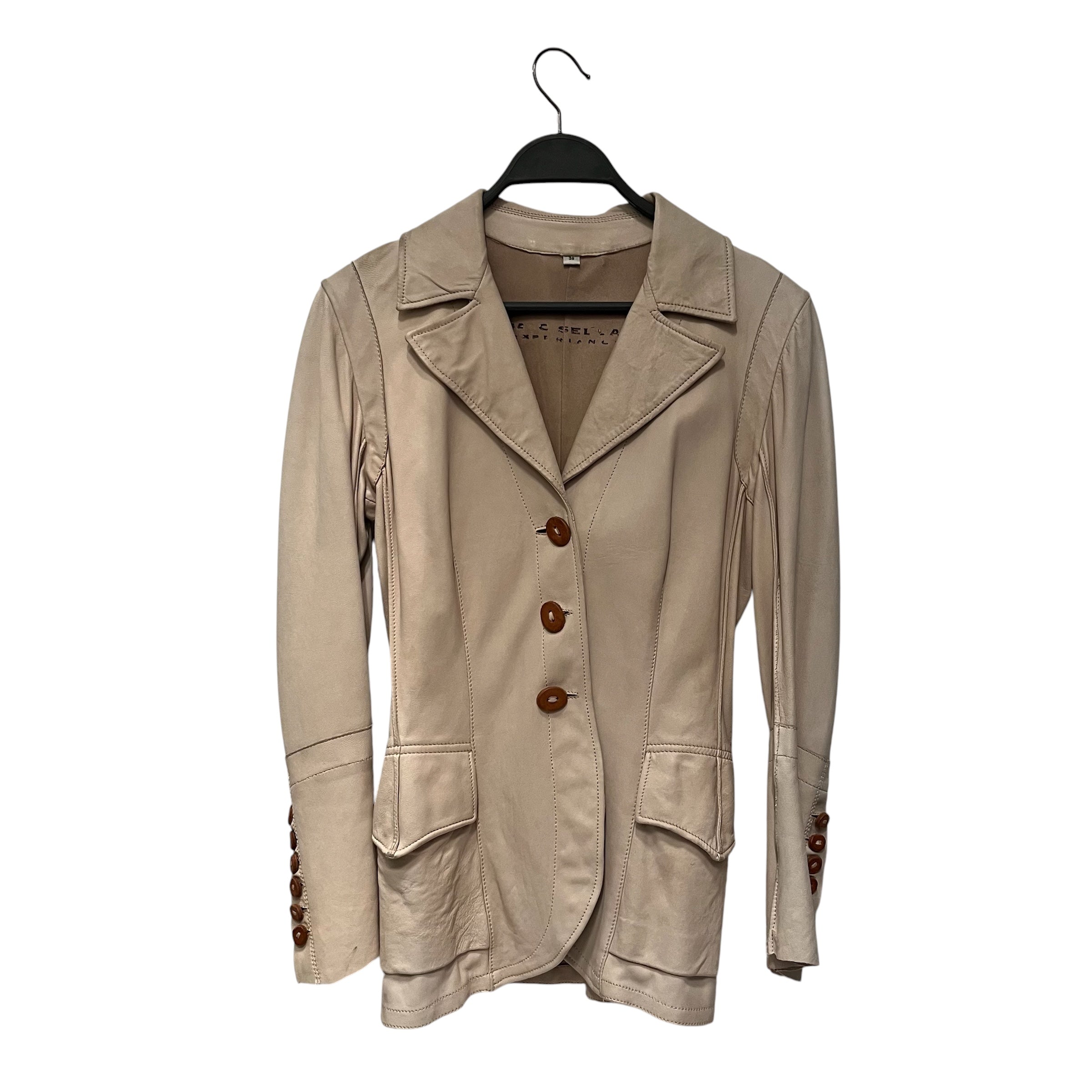 ISAAC SELLAM/Leather Jkt/38/Leather/CRM/wood buttons view 1