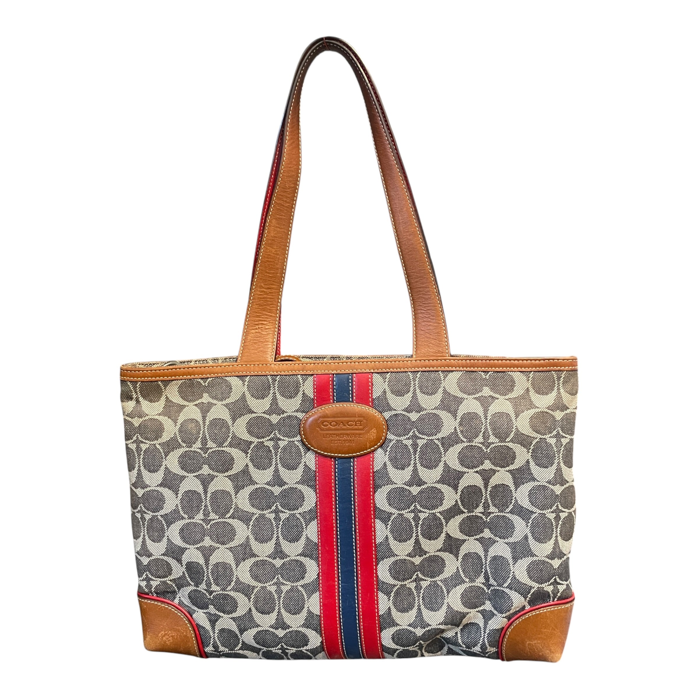 COACH/Hand Bag/Monogram/Cotton/GRY/Signature Denim Stripe view 1