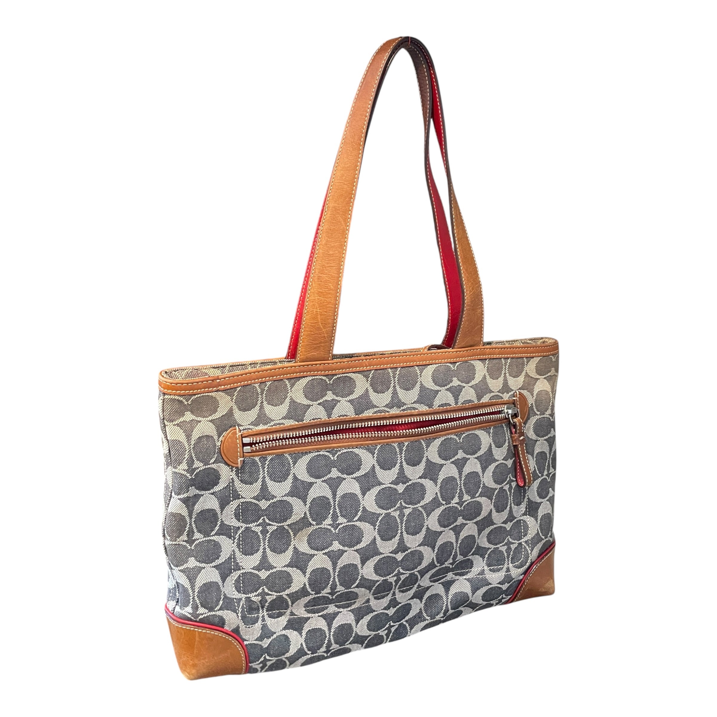 COACH/Hand Bag/Monogram/Cotton/GRY/Signature Denim Stripe view 3