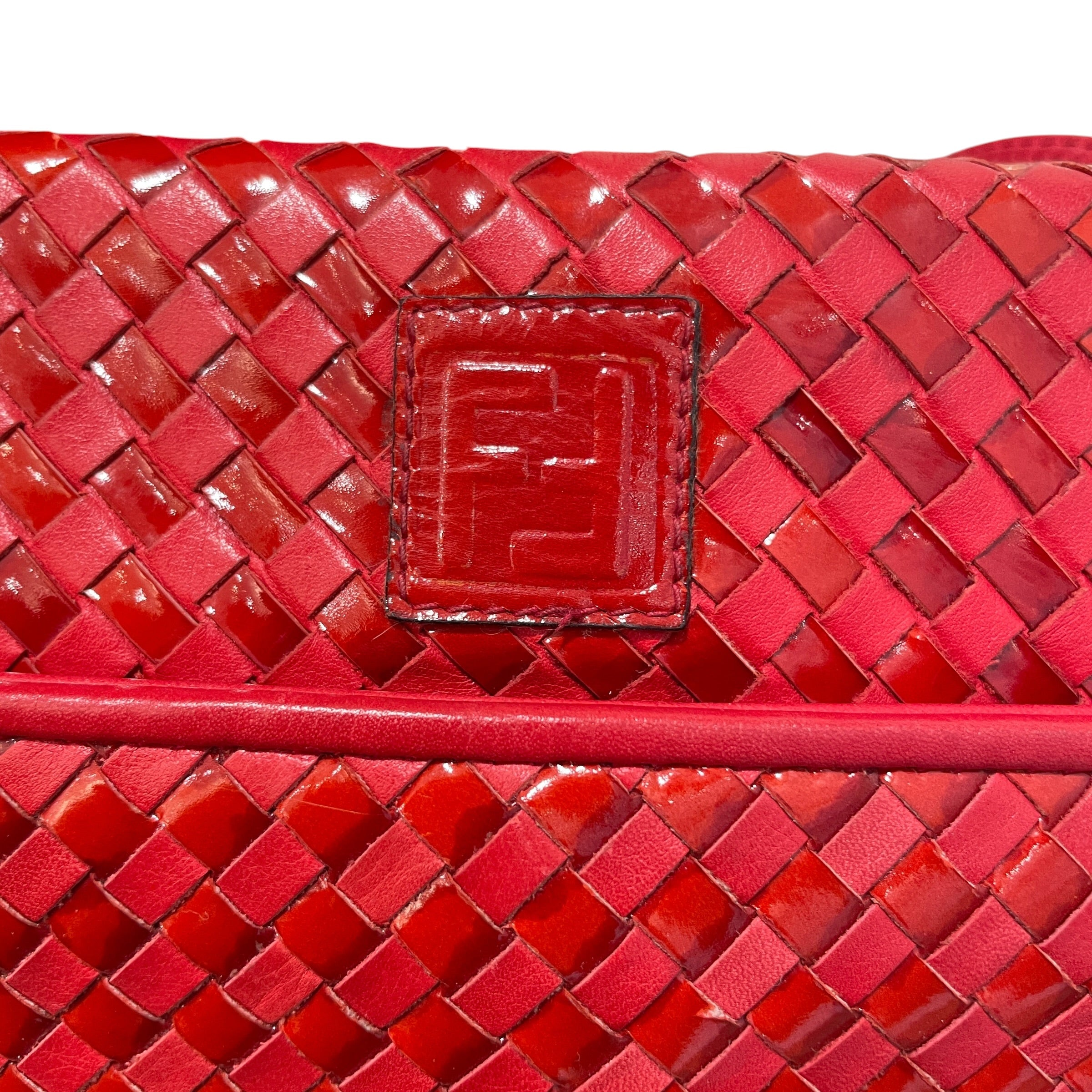 FENDI/Cross Body Bag/Leather/RED/ Vintage Woven Bag view 5
