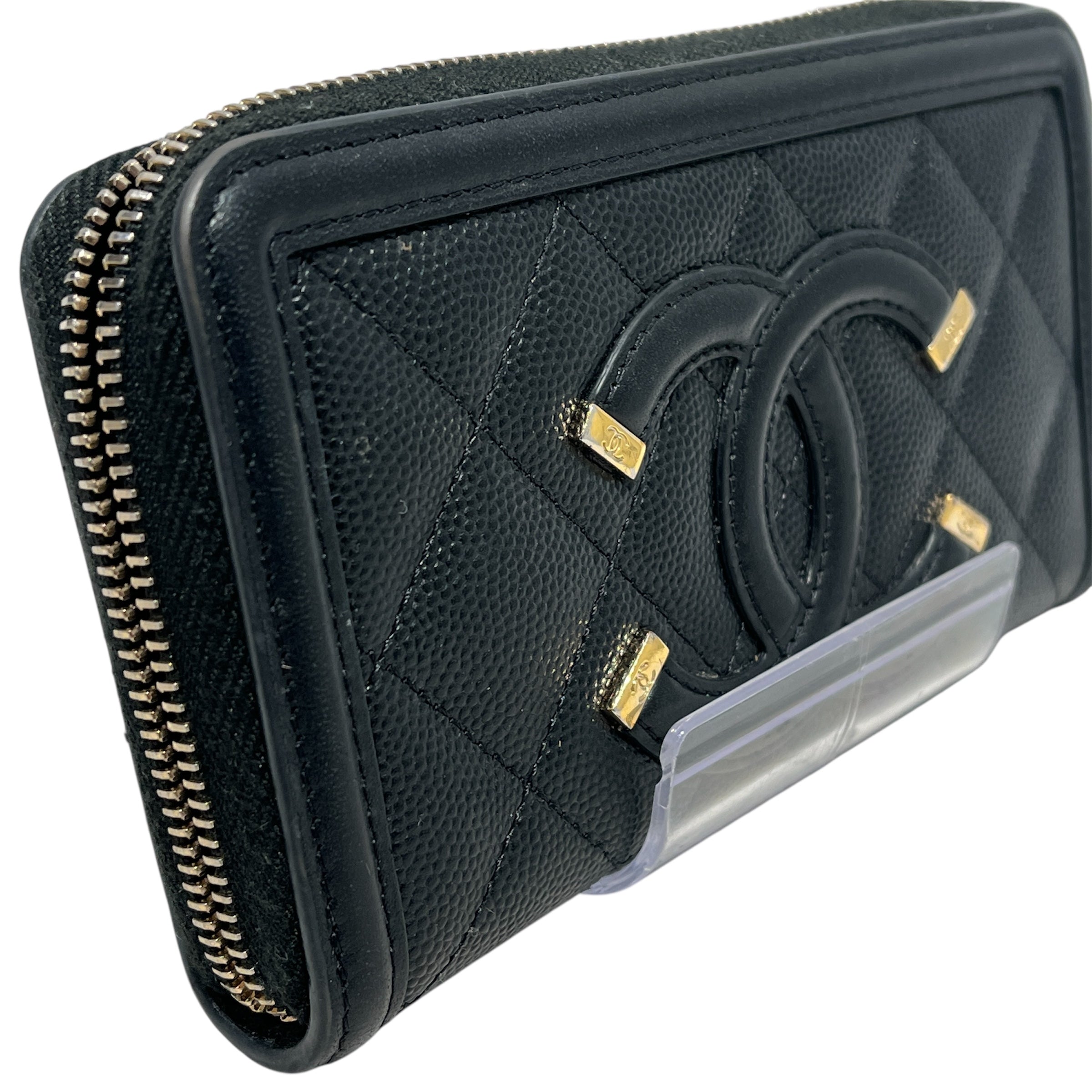 CHANEL/Wallet/Leather/BLK/QUILTED CAVIAR FILIGREE ZIP view 6